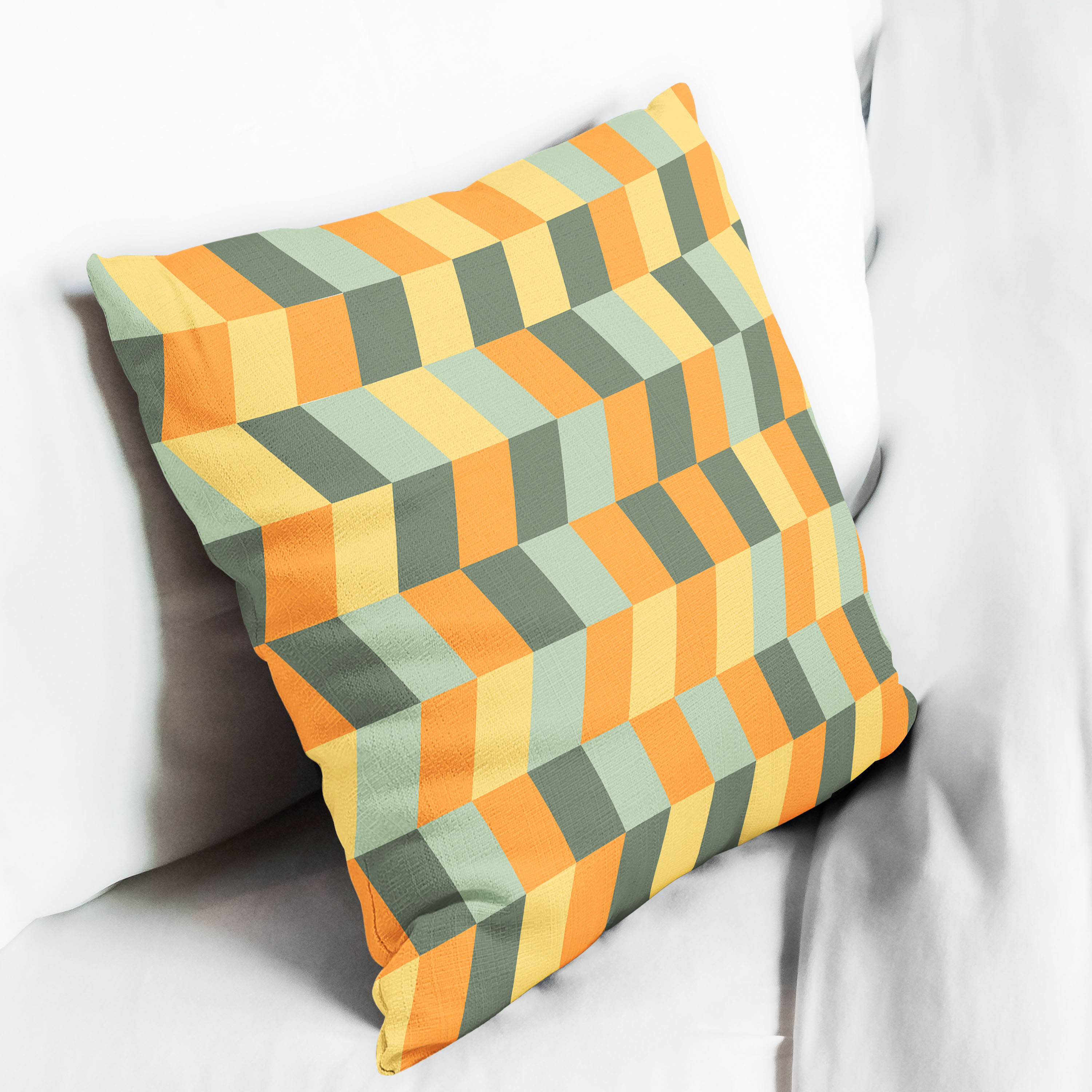 Red sofa with pillow and light lamp