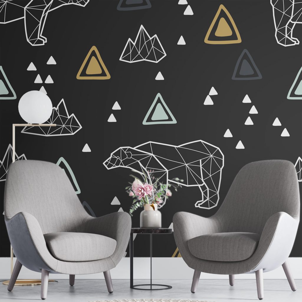 Gray small triangles geometric  - Mural Wallpaper, PVC Free, Non-Toxic