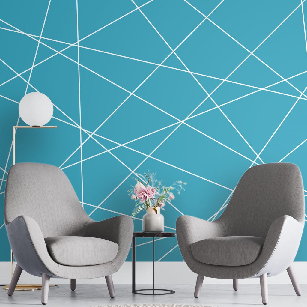 Navy blue seamless geometric - Mural Wallpaper, PVC Free, Non-Toxic