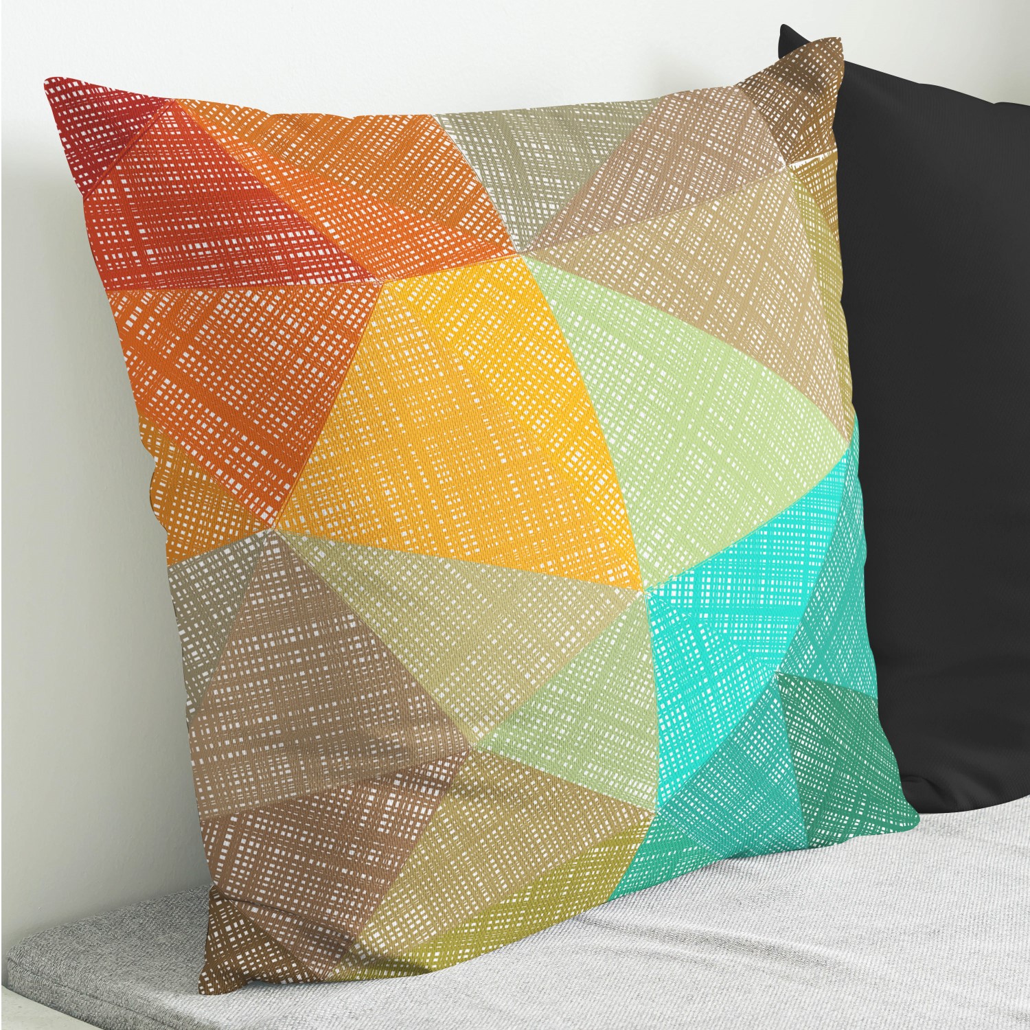 Red sofa with pillow and light lamp