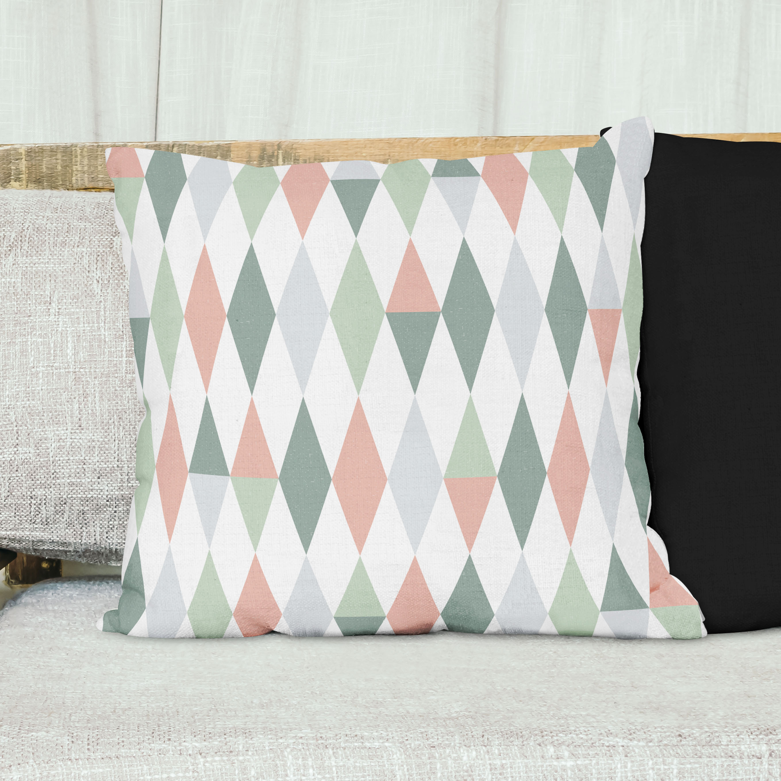 Red sofa with pillow and light lamp