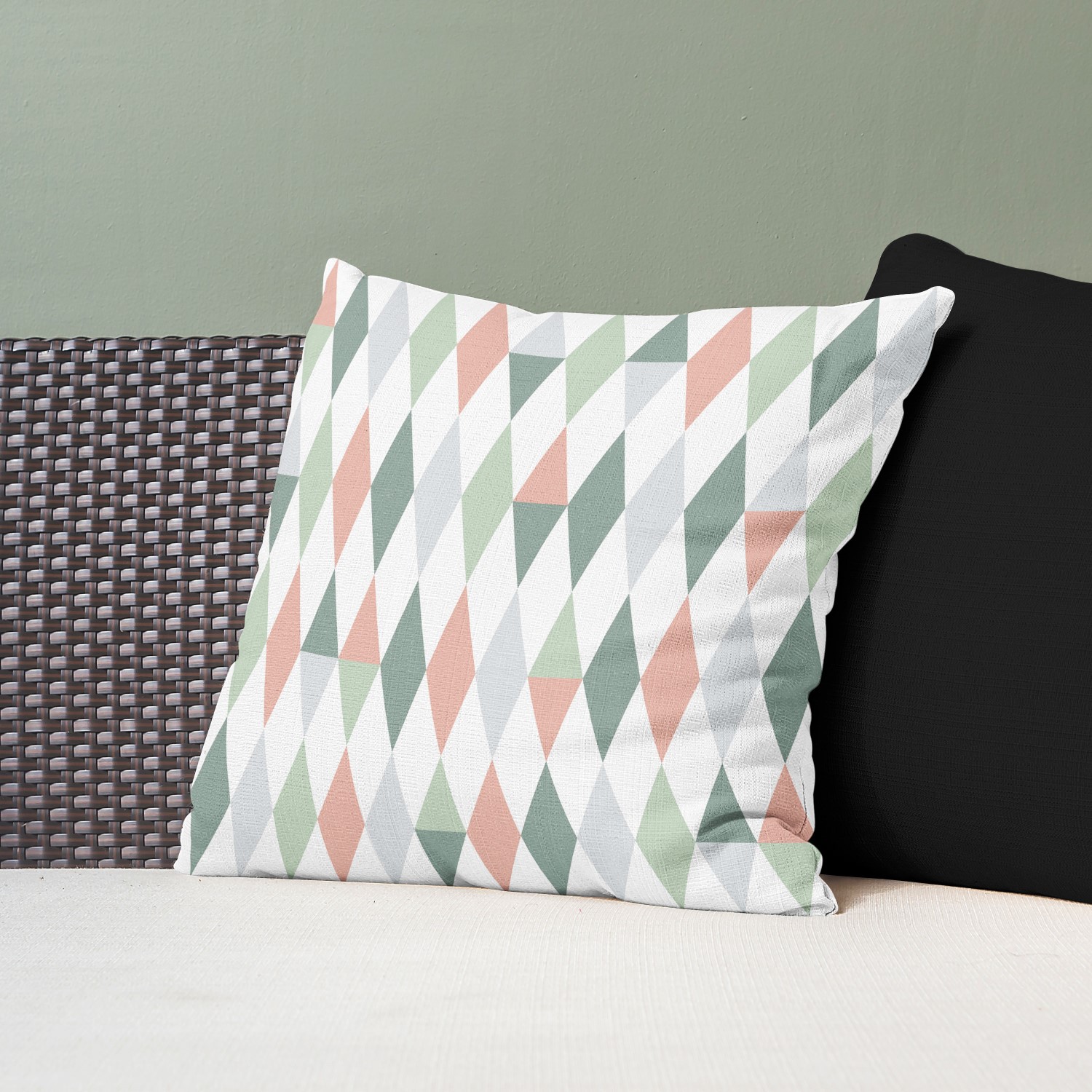 Red sofa with pillow and light lamp