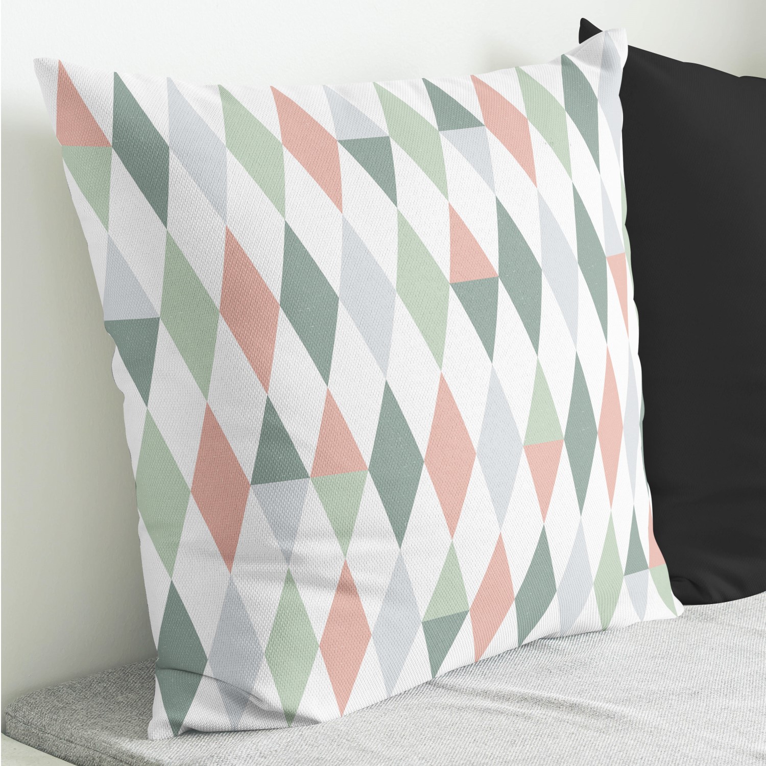 Red sofa with pillow and light lamp