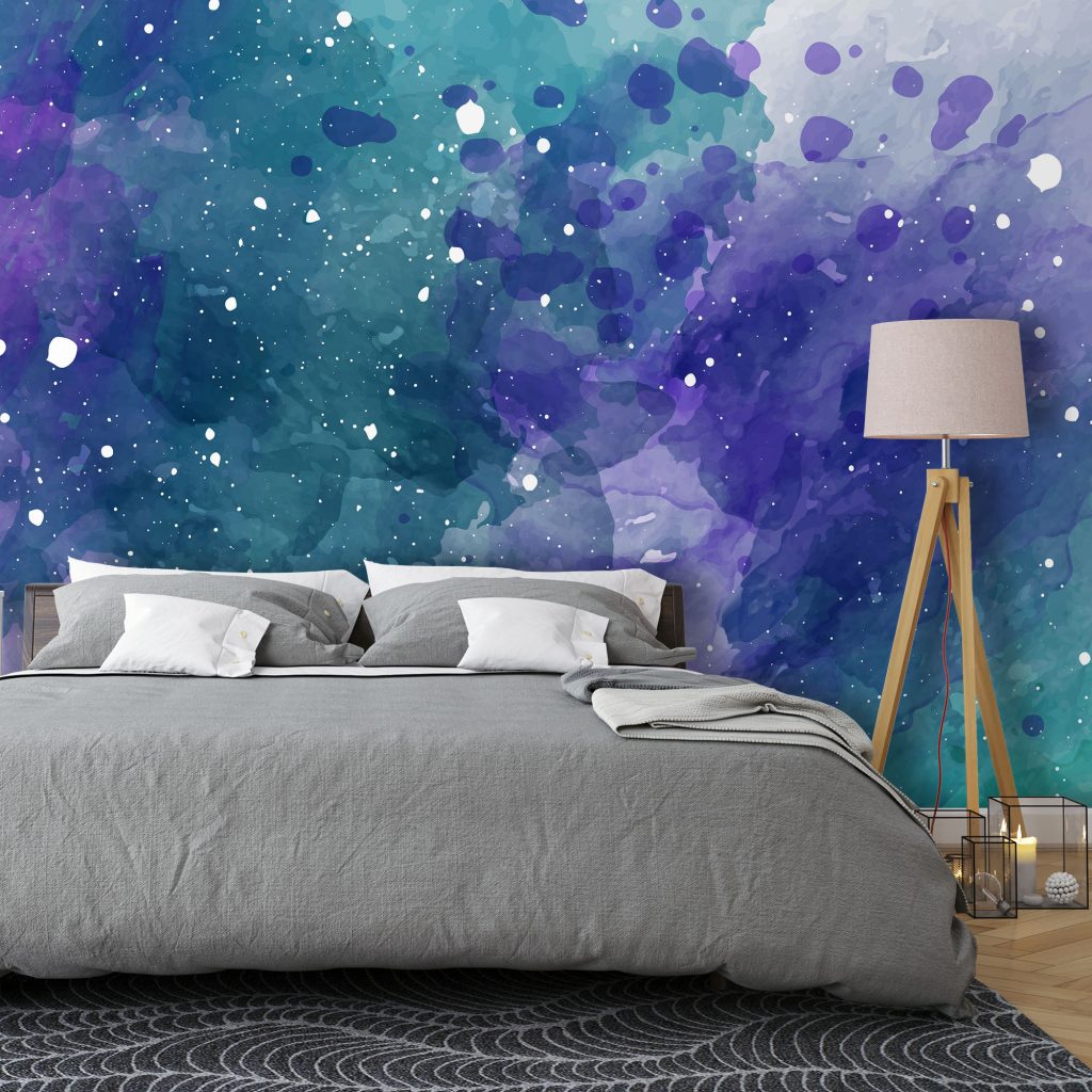 Blue and Purple Watercolor Galaxy Wallpaper