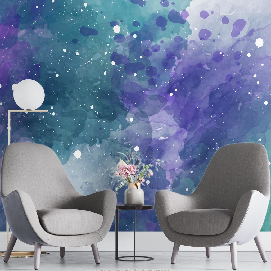 Purple watercolor speckle - Mural Wallpaper, PVC Free, Non-Toxic