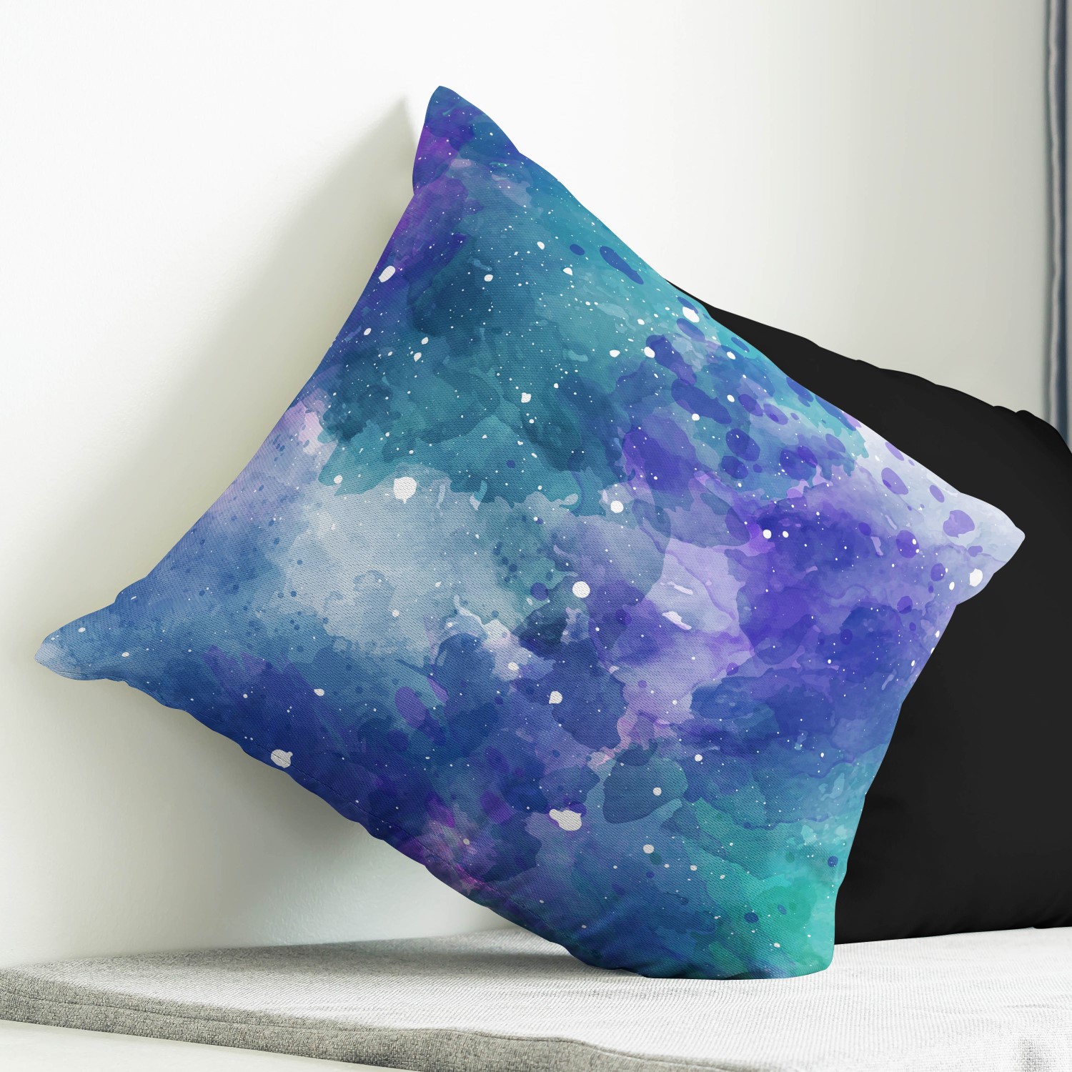 Red sofa with pillow and light lamp