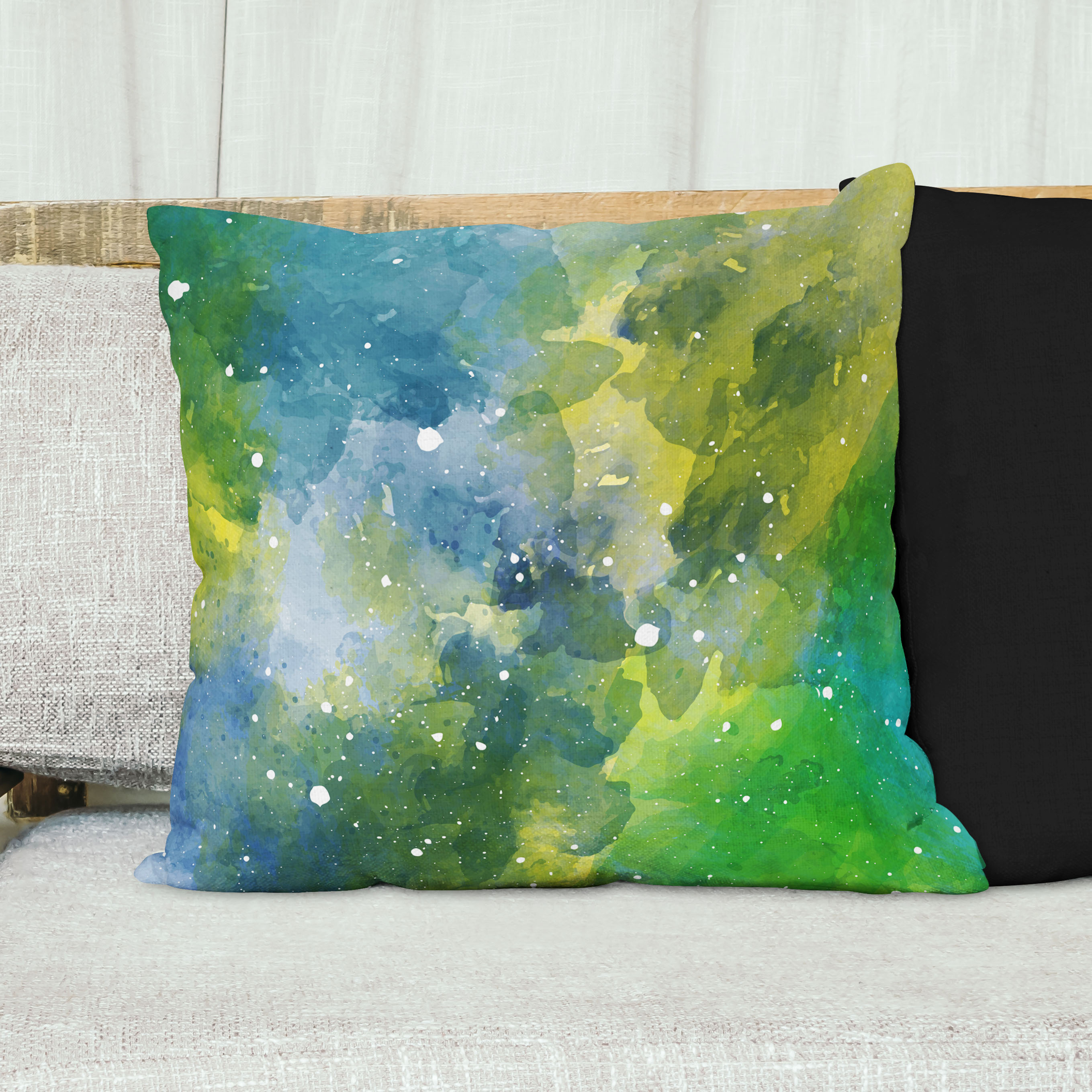 Red sofa with pillow and light lamp