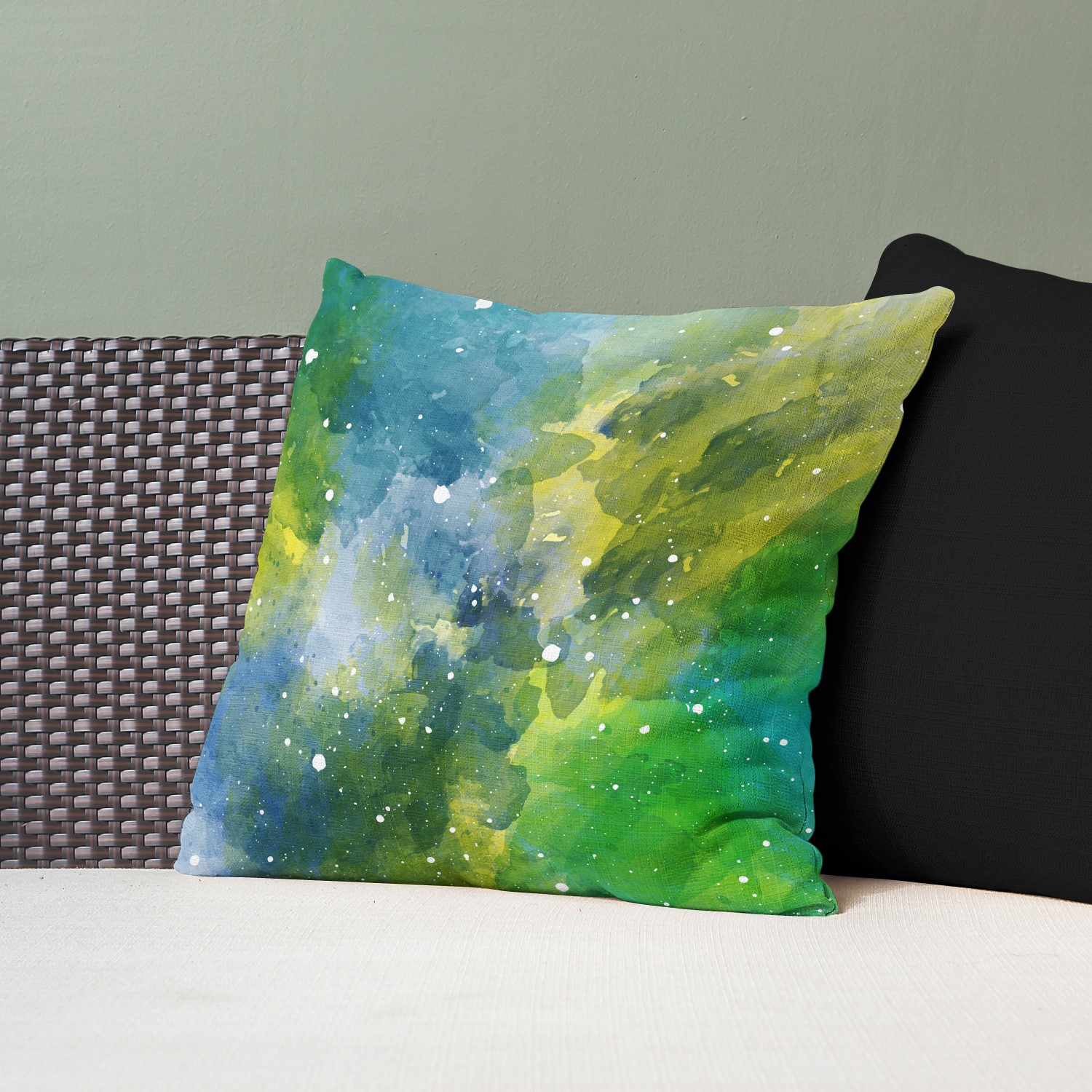 Red sofa with pillow and light lamp