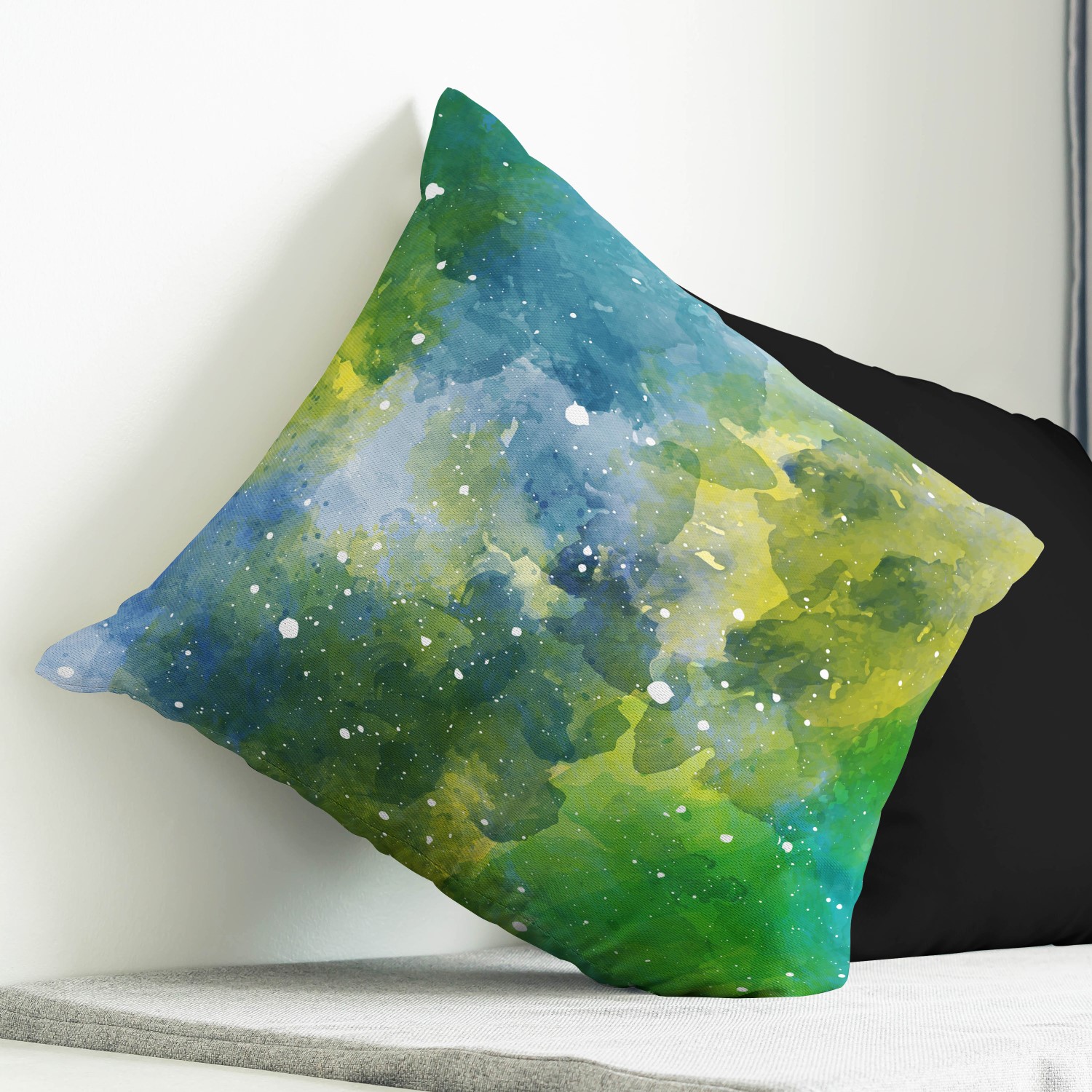 Red sofa with pillow and light lamp