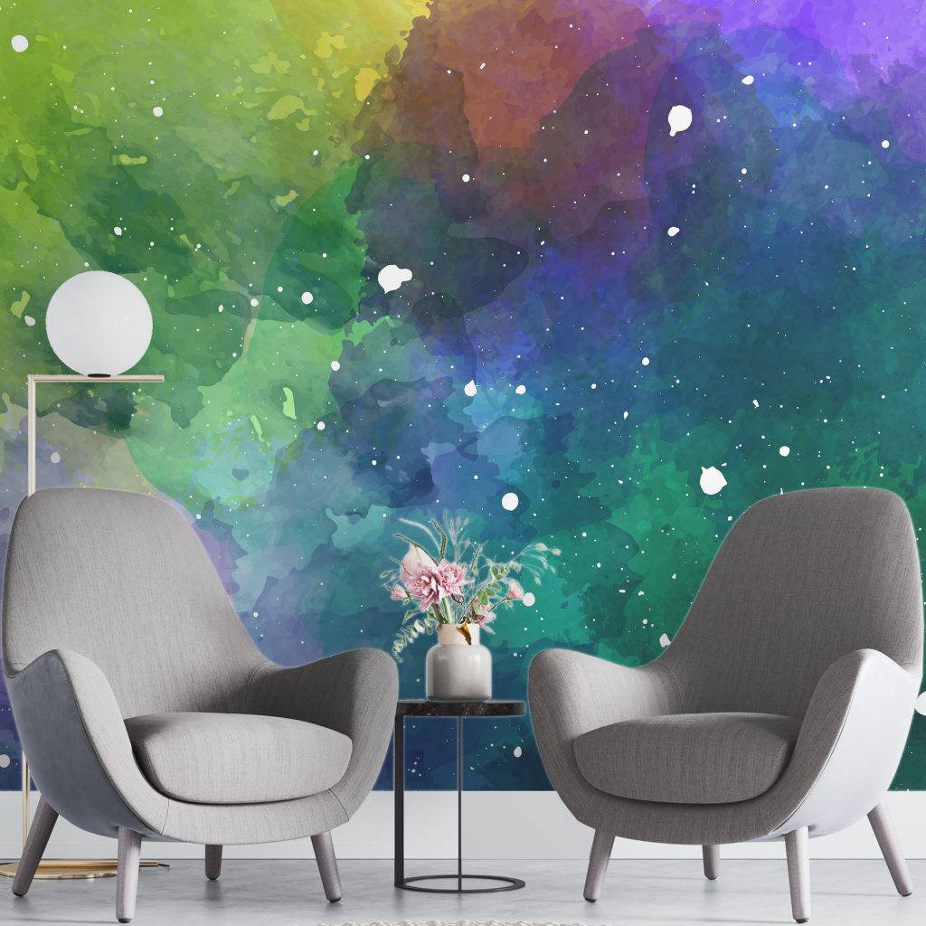 Colorful watercolor speckle - Mural Wallpaper, PVC Free, Non-Toxic