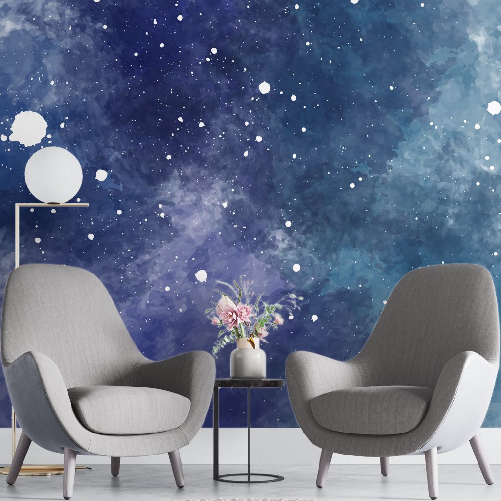 Colorful space watercolor - Mural Wallpaper, PVC Free, Non-Toxic