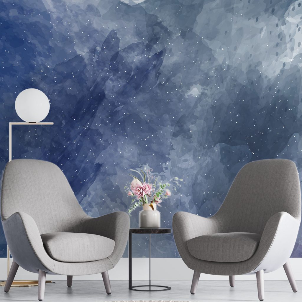 Purple abstract watercolor speckle - Mural Wallpaper, PVC Free, Non-Toxic