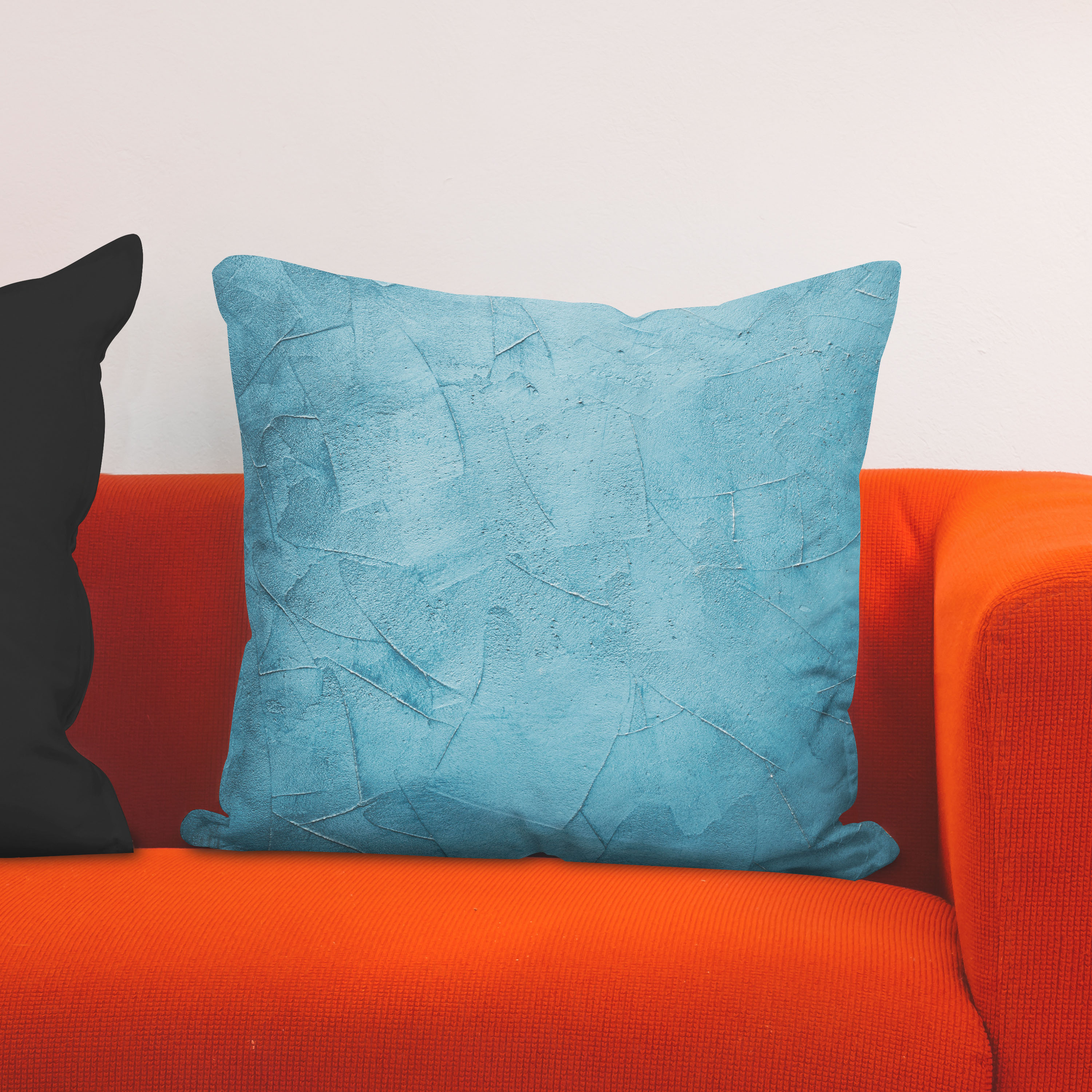 Red sofa with pillow and light lamp