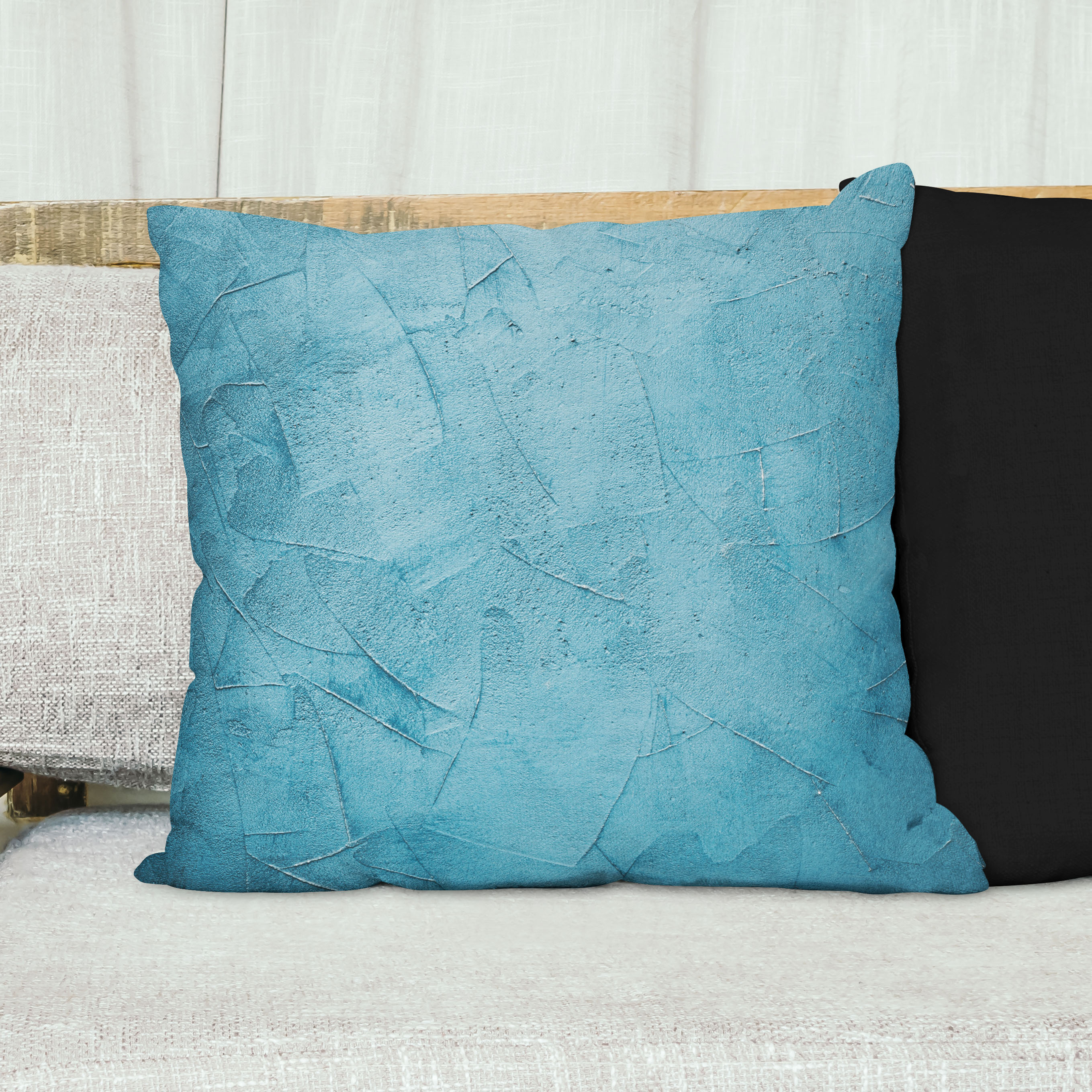 Red sofa with pillow and light lamp