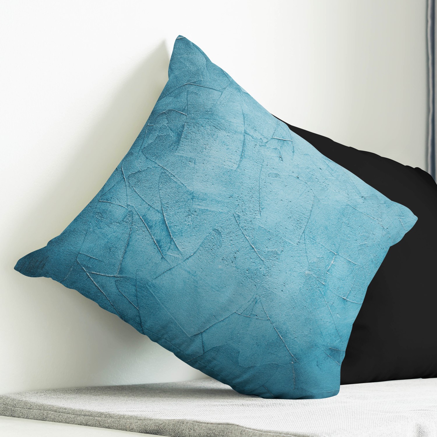 Red sofa with pillow and light lamp