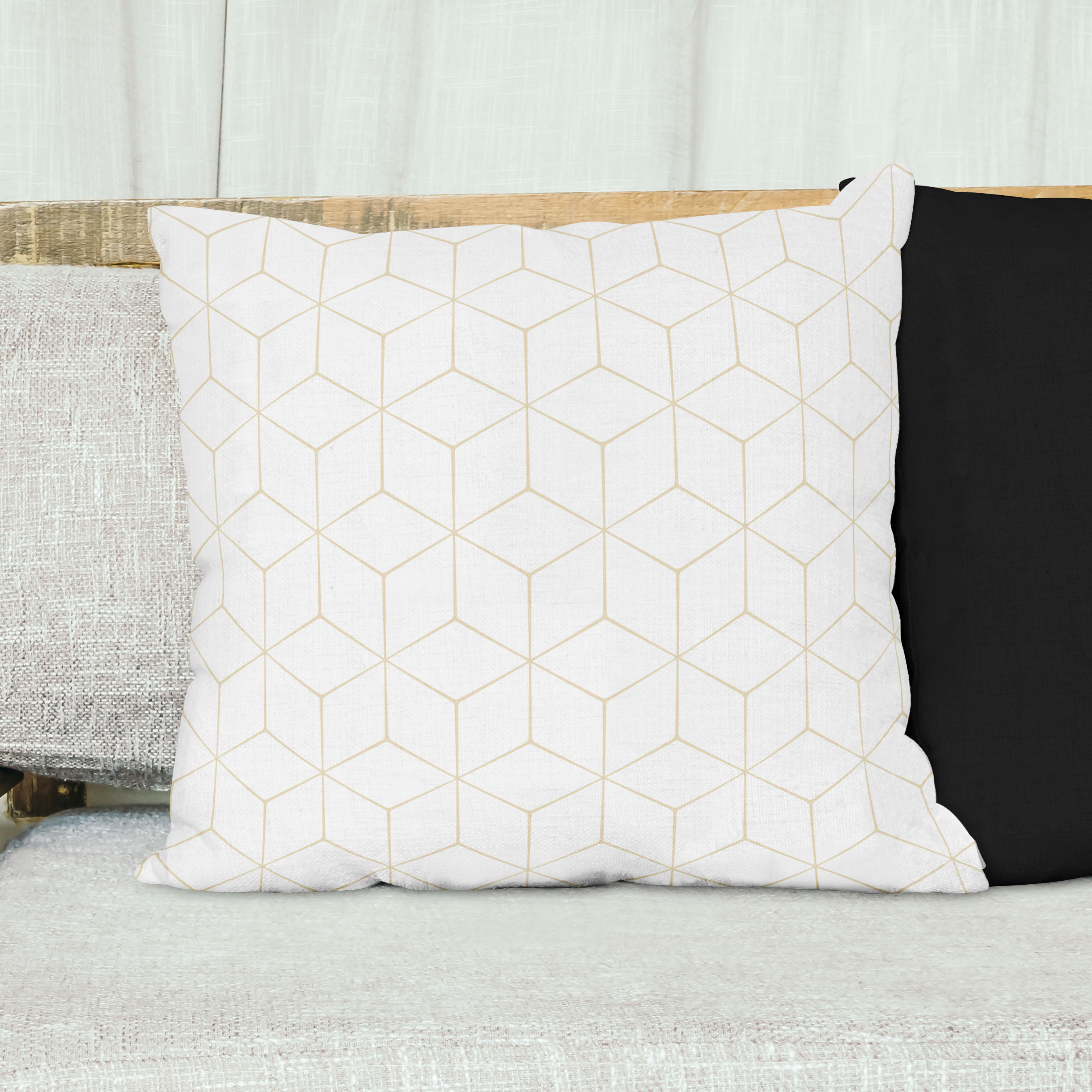 Red sofa with pillow and light lamp