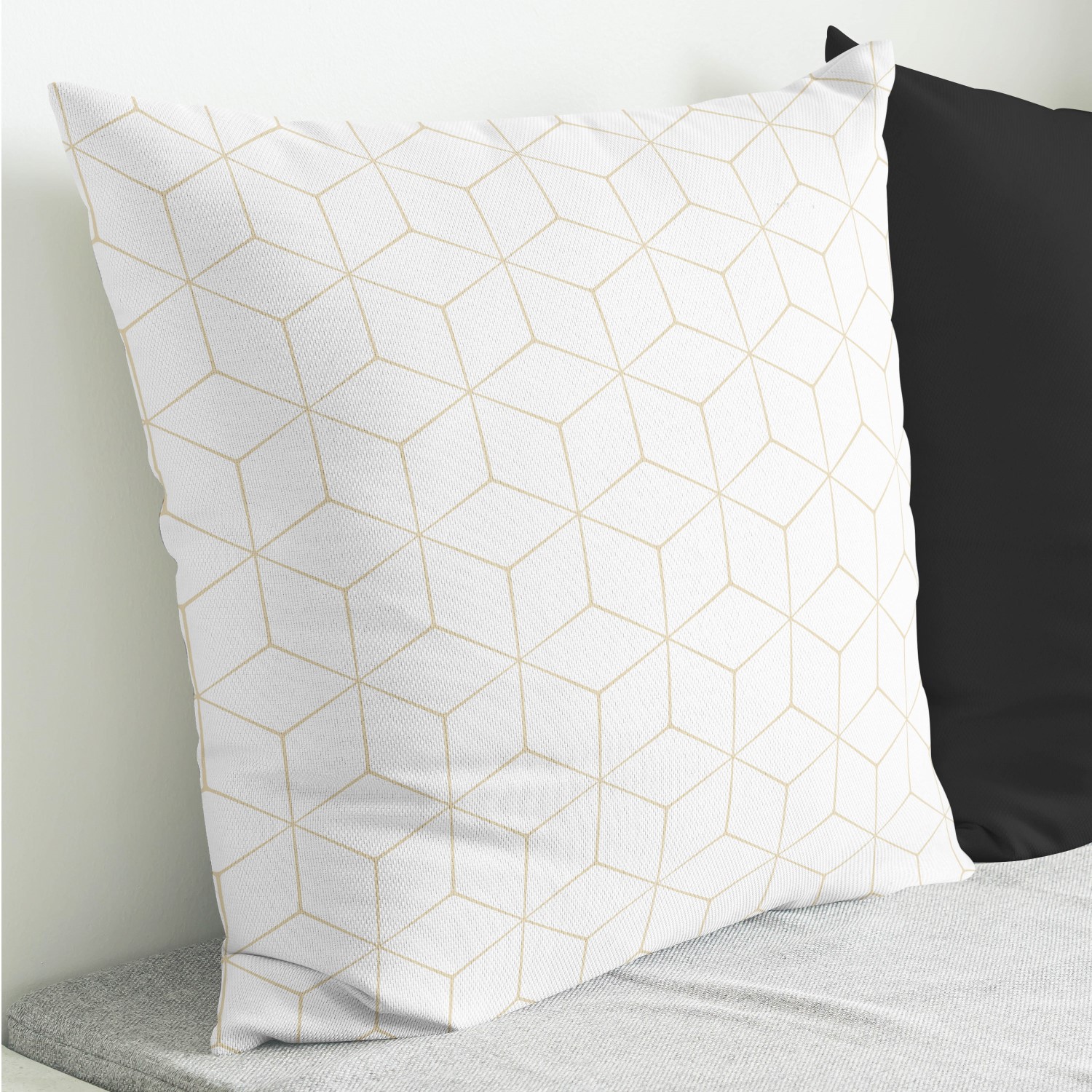 Red sofa with pillow and light lamp