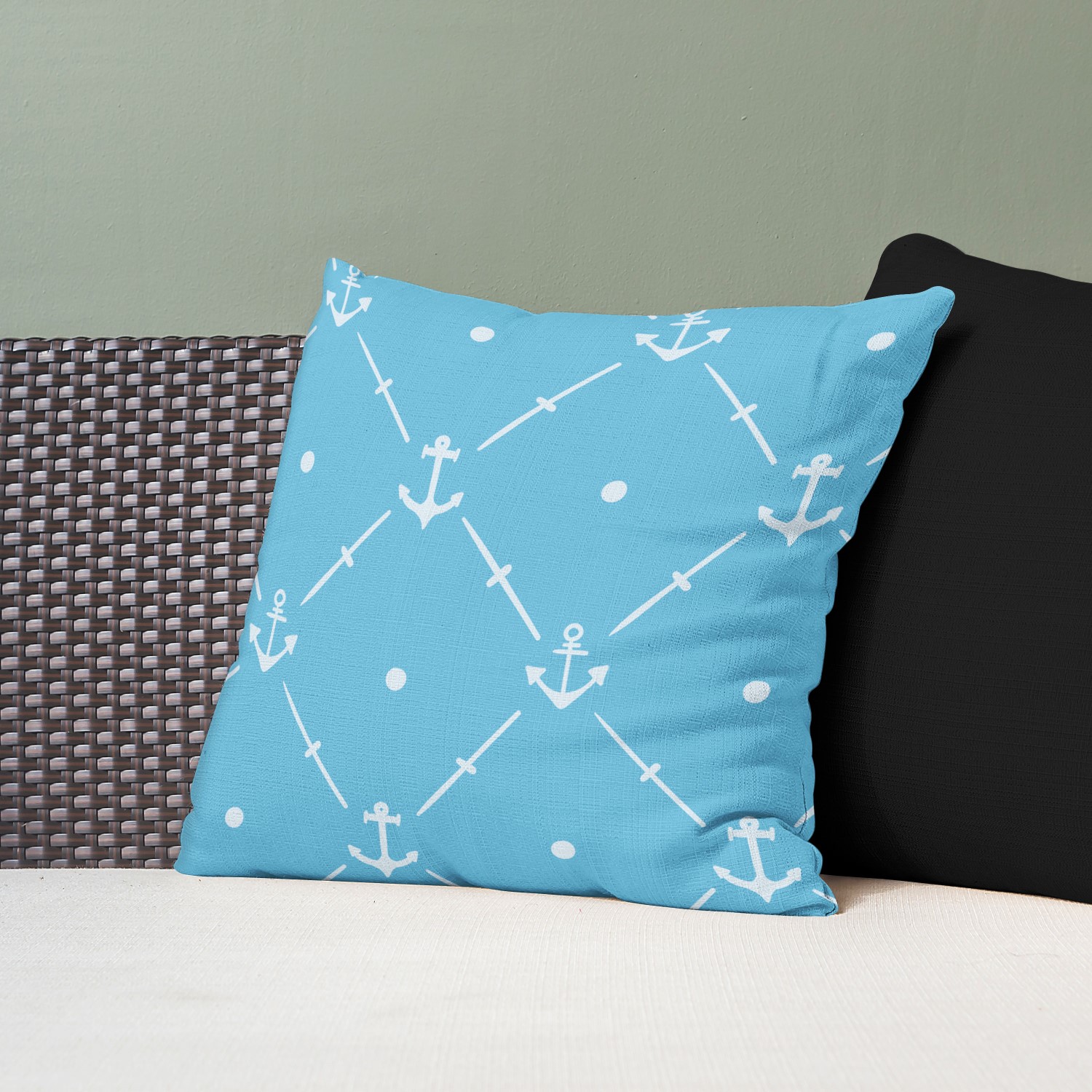 Red sofa with pillow and light lamp