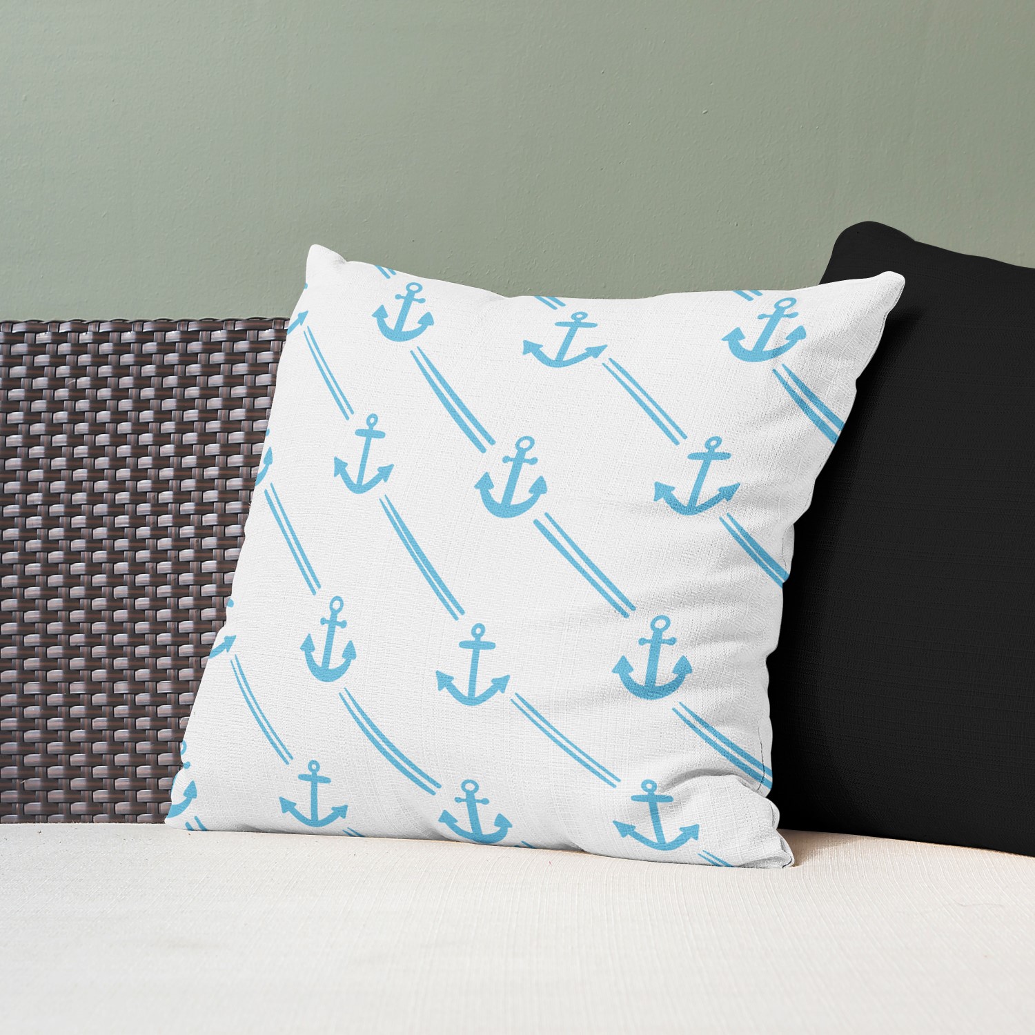 Red sofa with pillow and light lamp