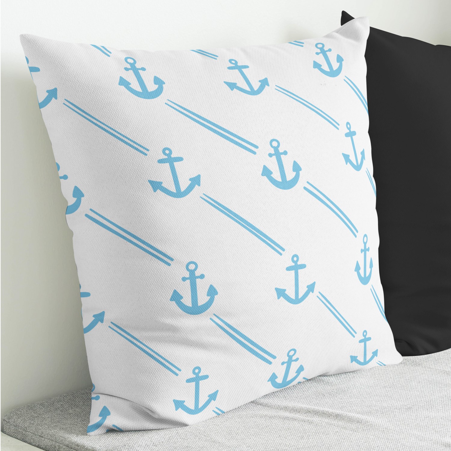 Red sofa with pillow and light lamp