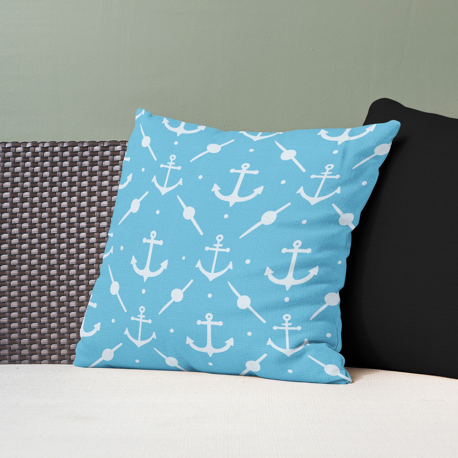 Red sofa with pillow and light lamp