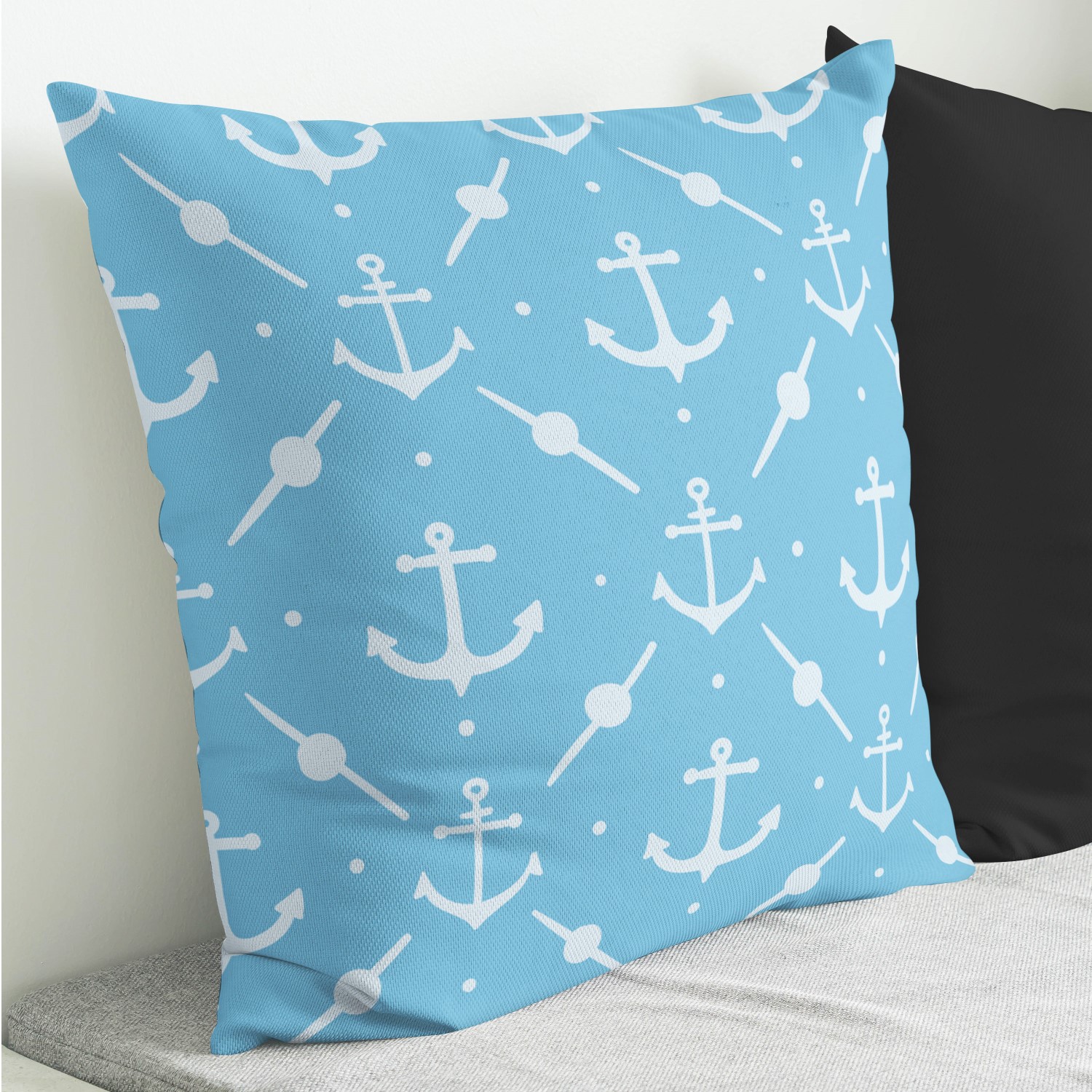 Red sofa with pillow and light lamp