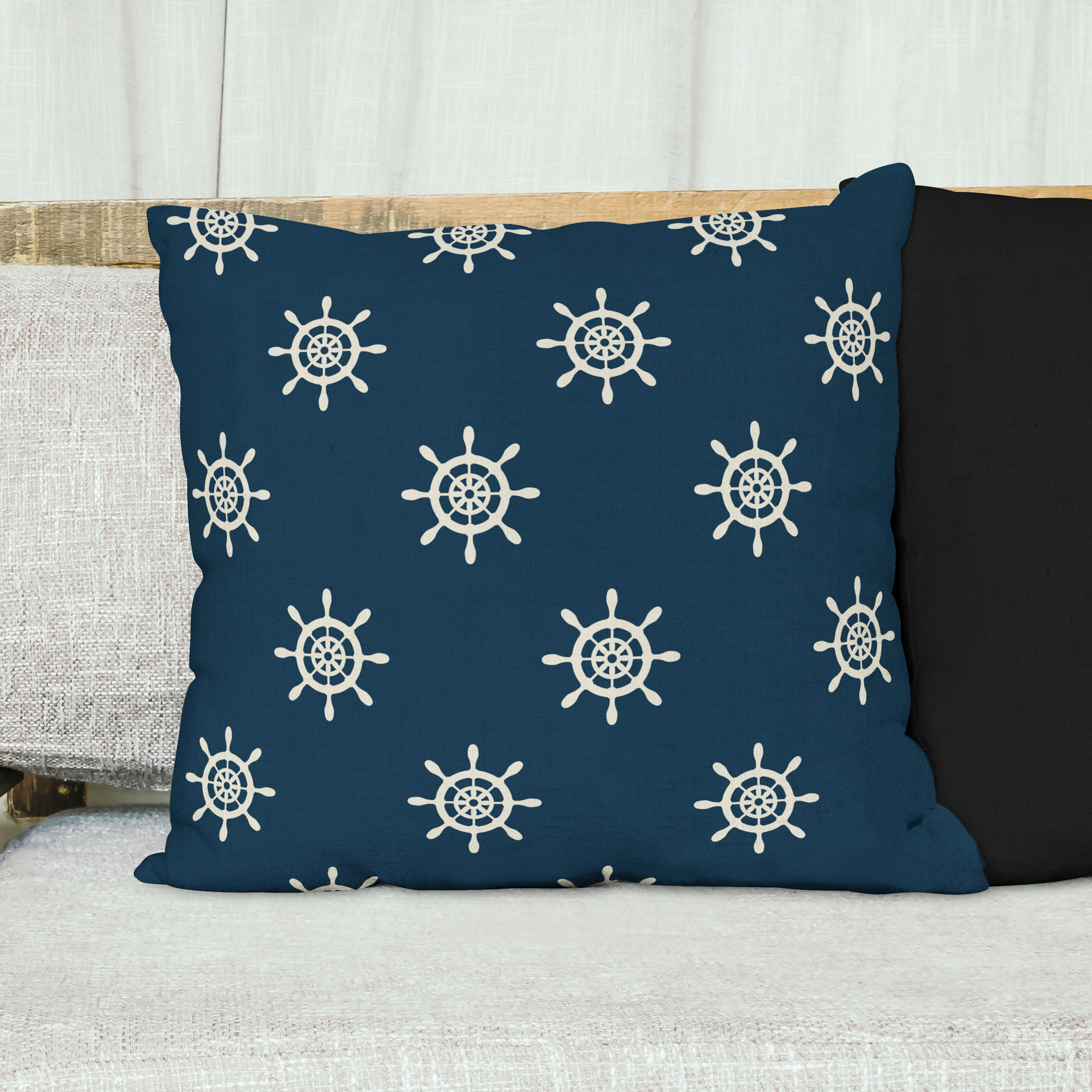 Red sofa with pillow and light lamp