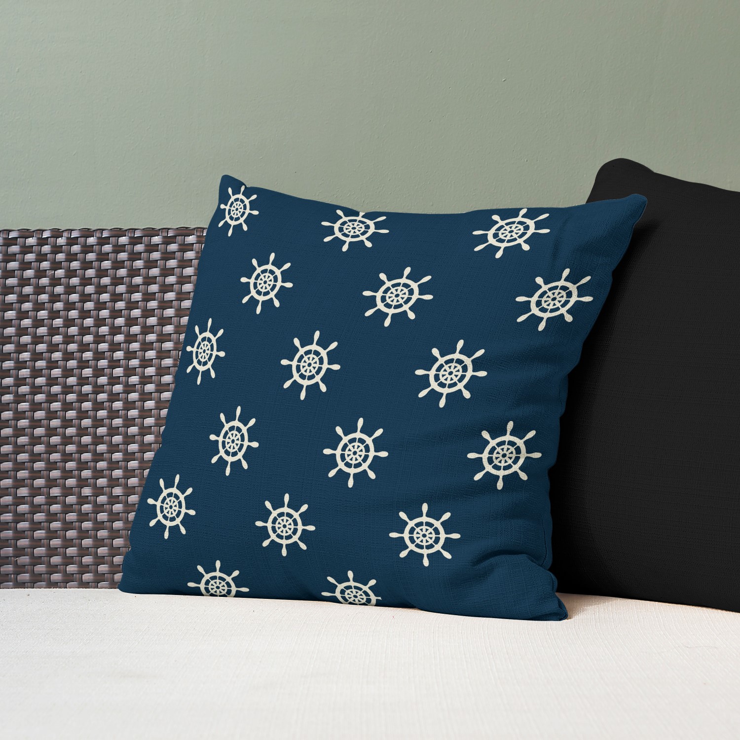 Red sofa with pillow and light lamp