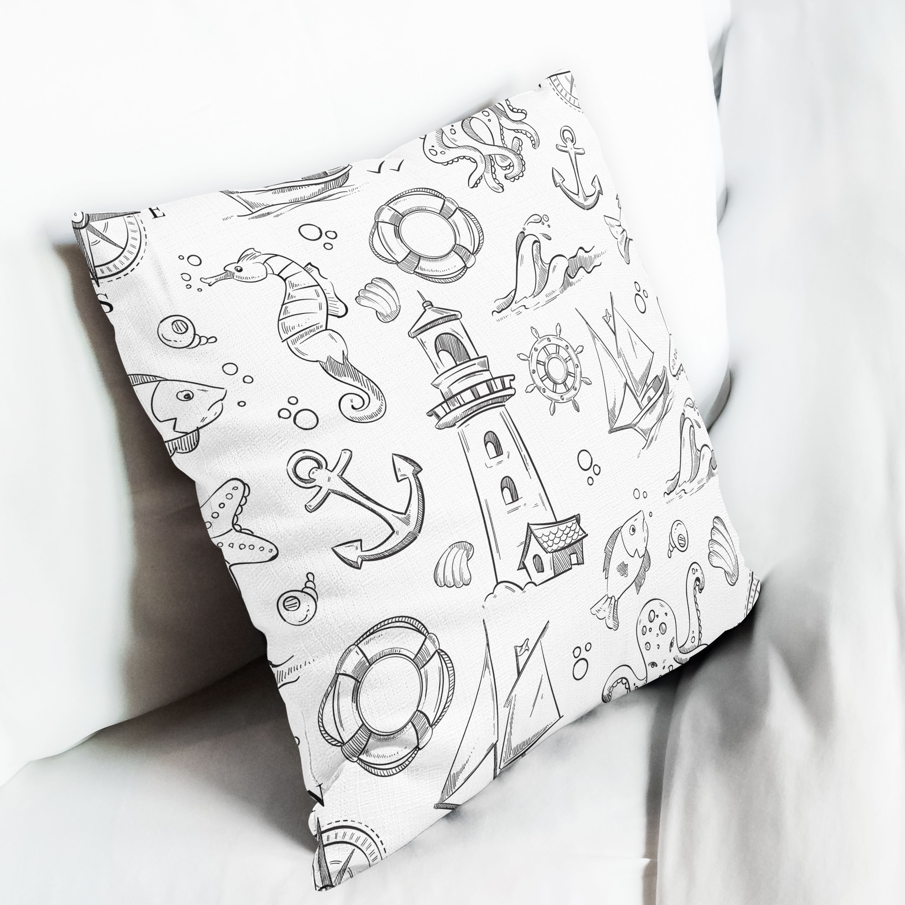 Red sofa with pillow and light lamp