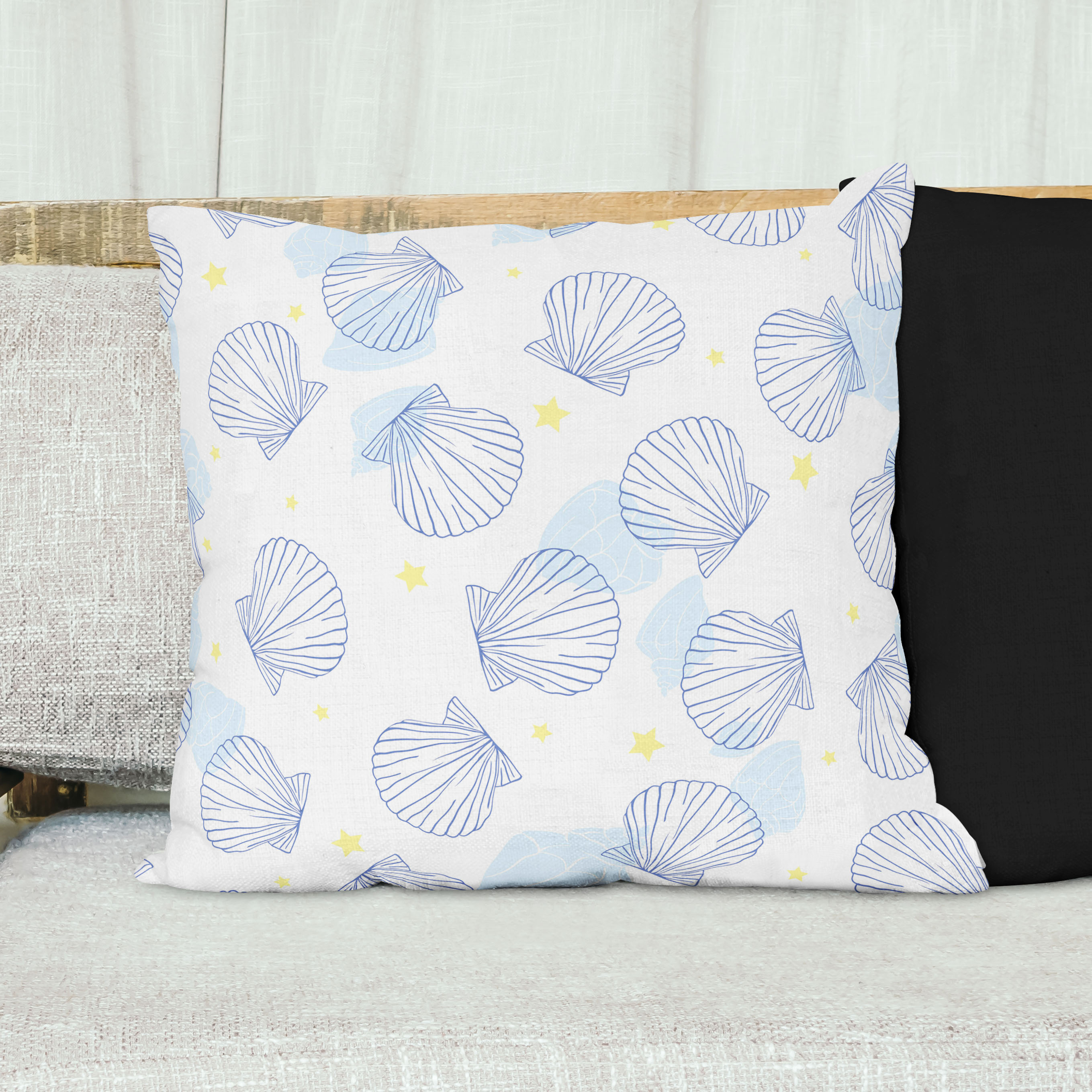 Red sofa with pillow and light lamp