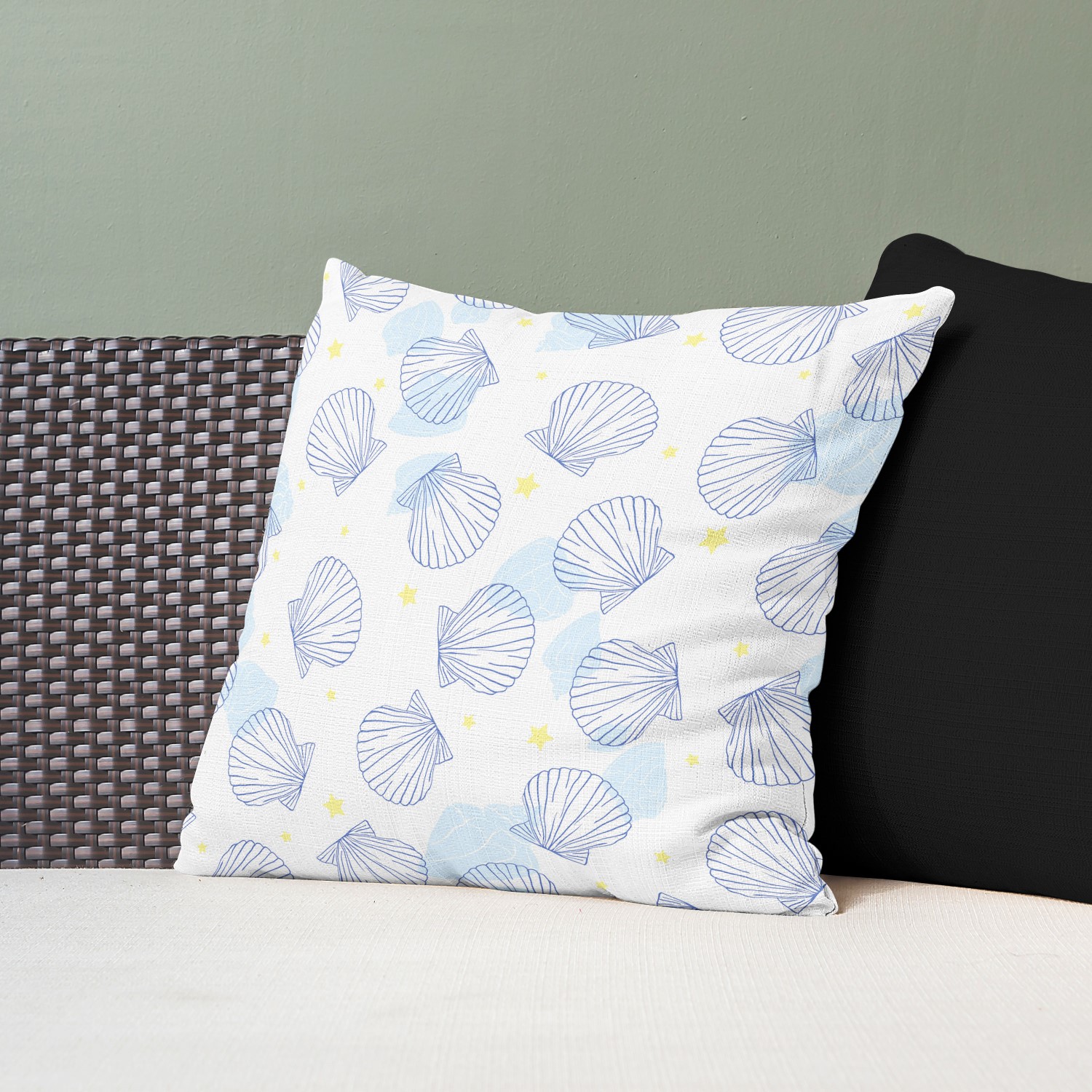 Red sofa with pillow and light lamp