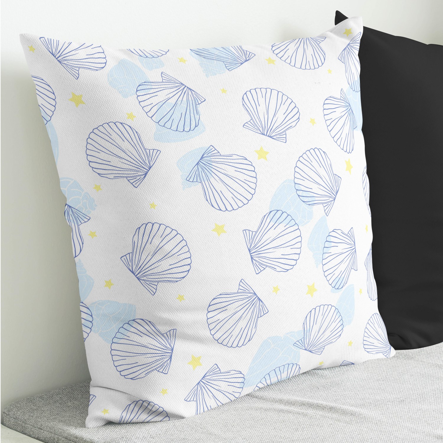 Red sofa with pillow and light lamp