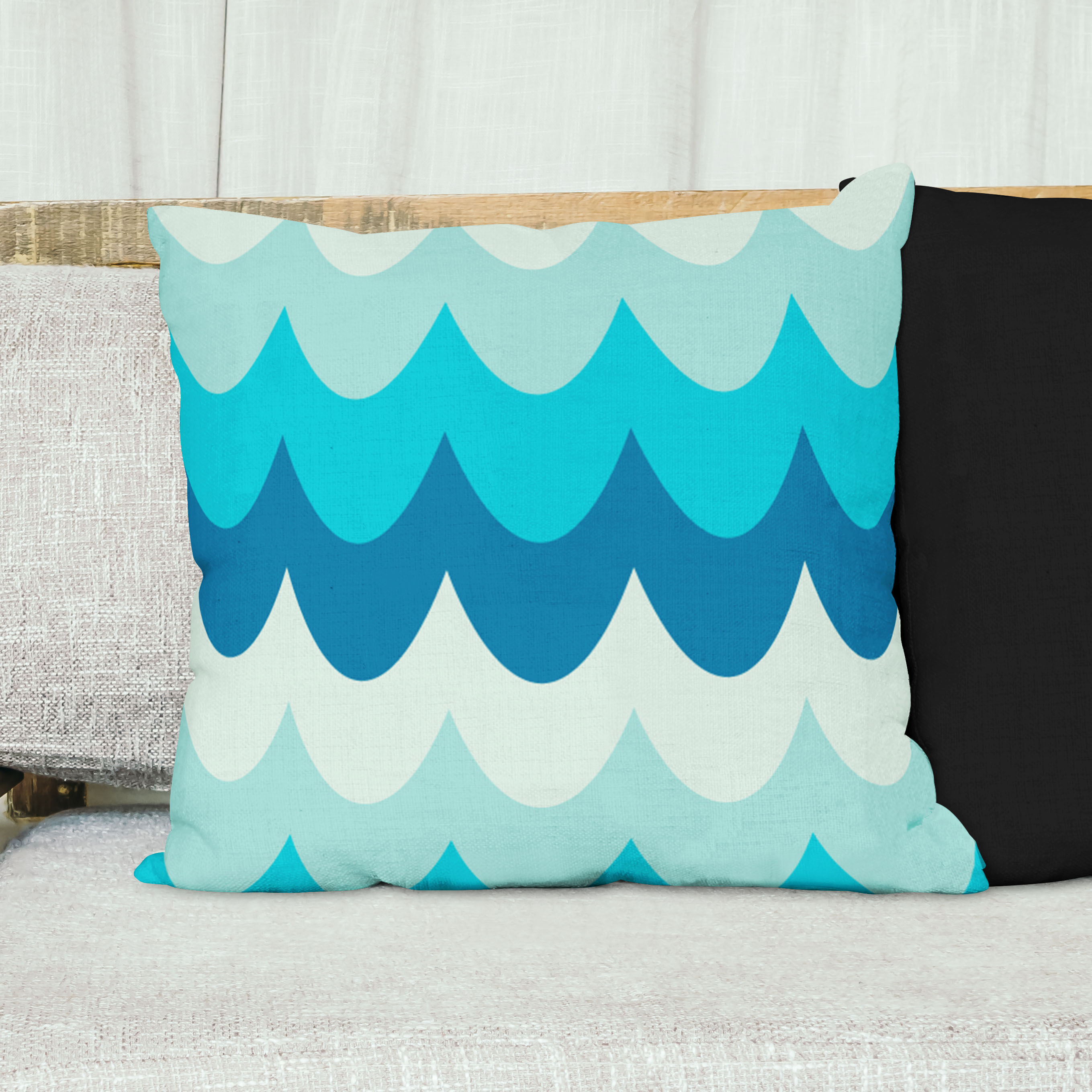 Red sofa with pillow and light lamp