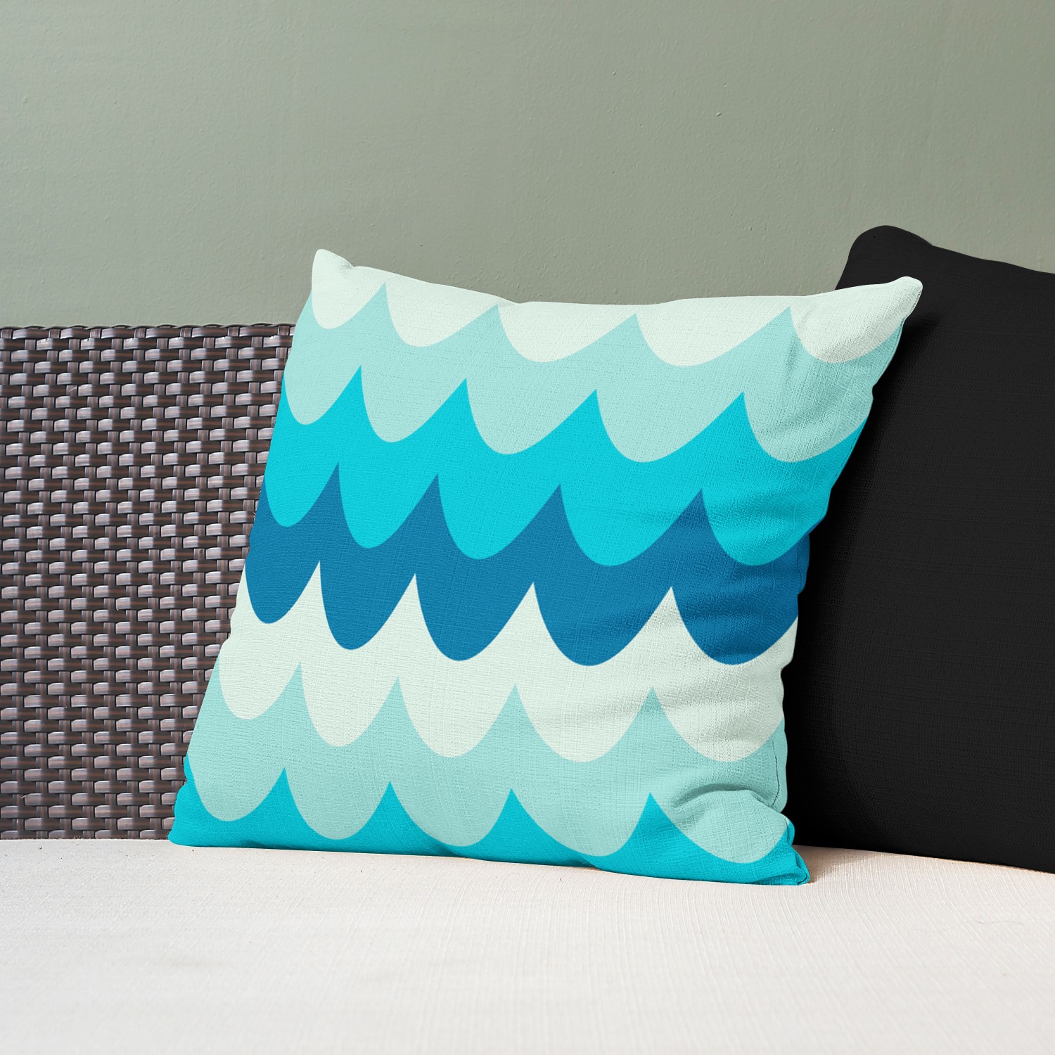 Red sofa with pillow and light lamp