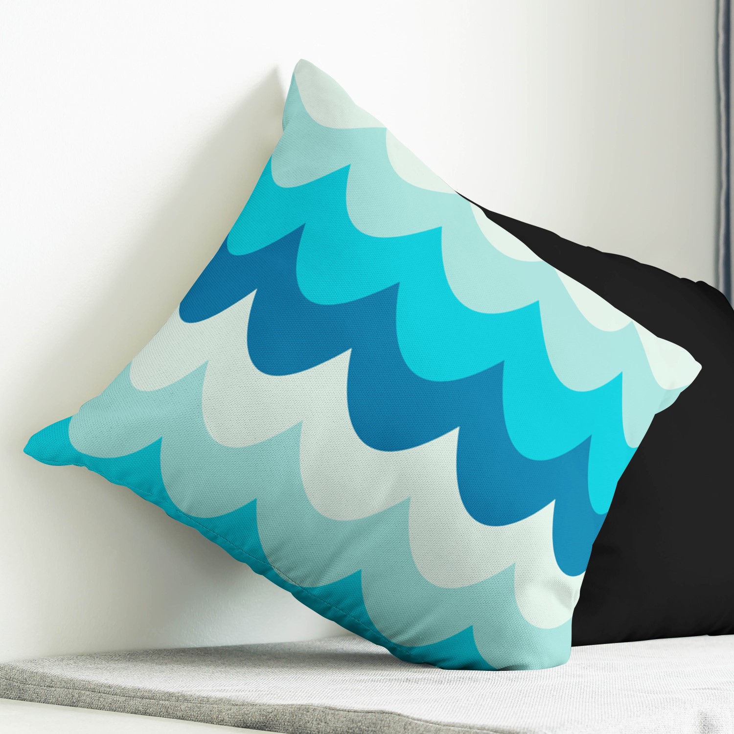 Red sofa with pillow and light lamp