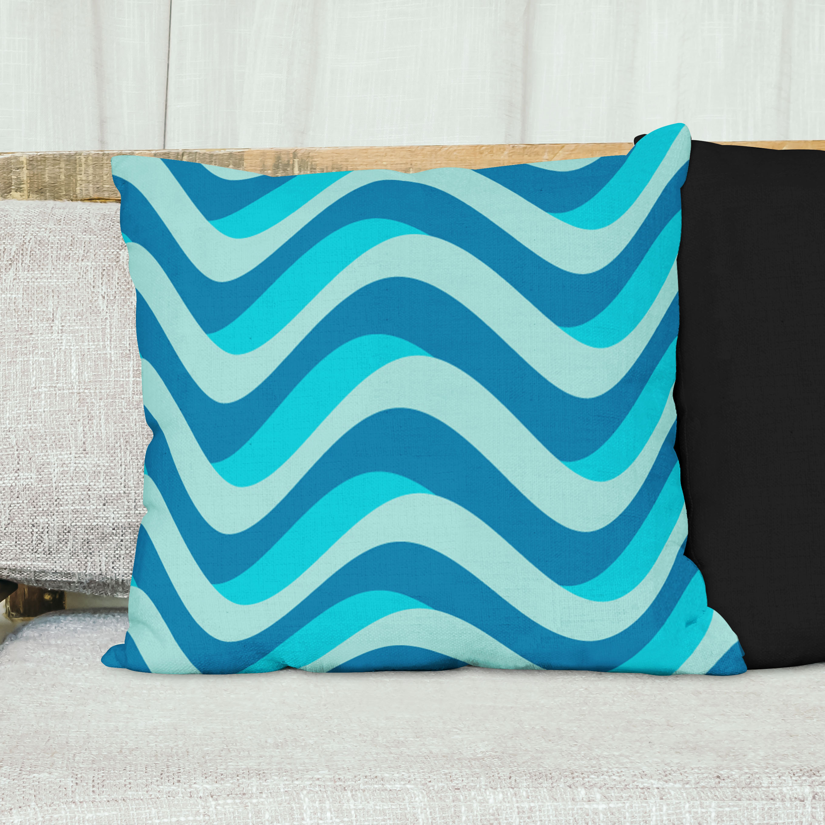 Red sofa with pillow and light lamp