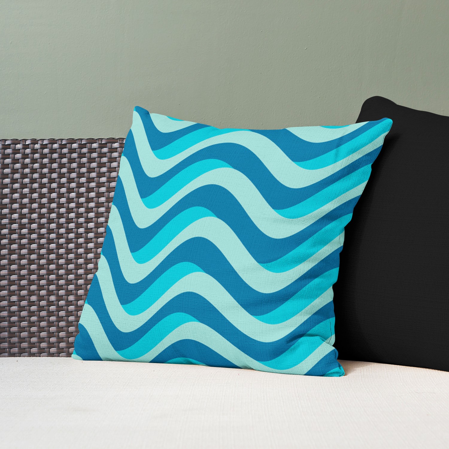 Red sofa with pillow and light lamp