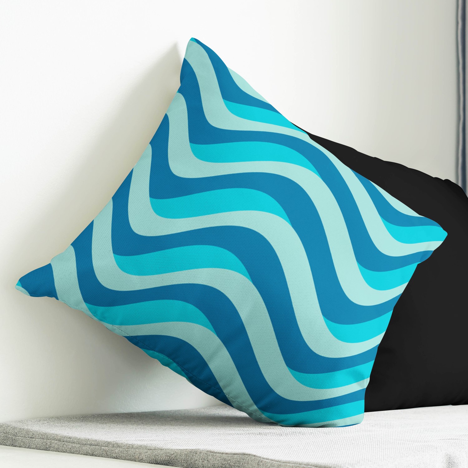 Red sofa with pillow and light lamp