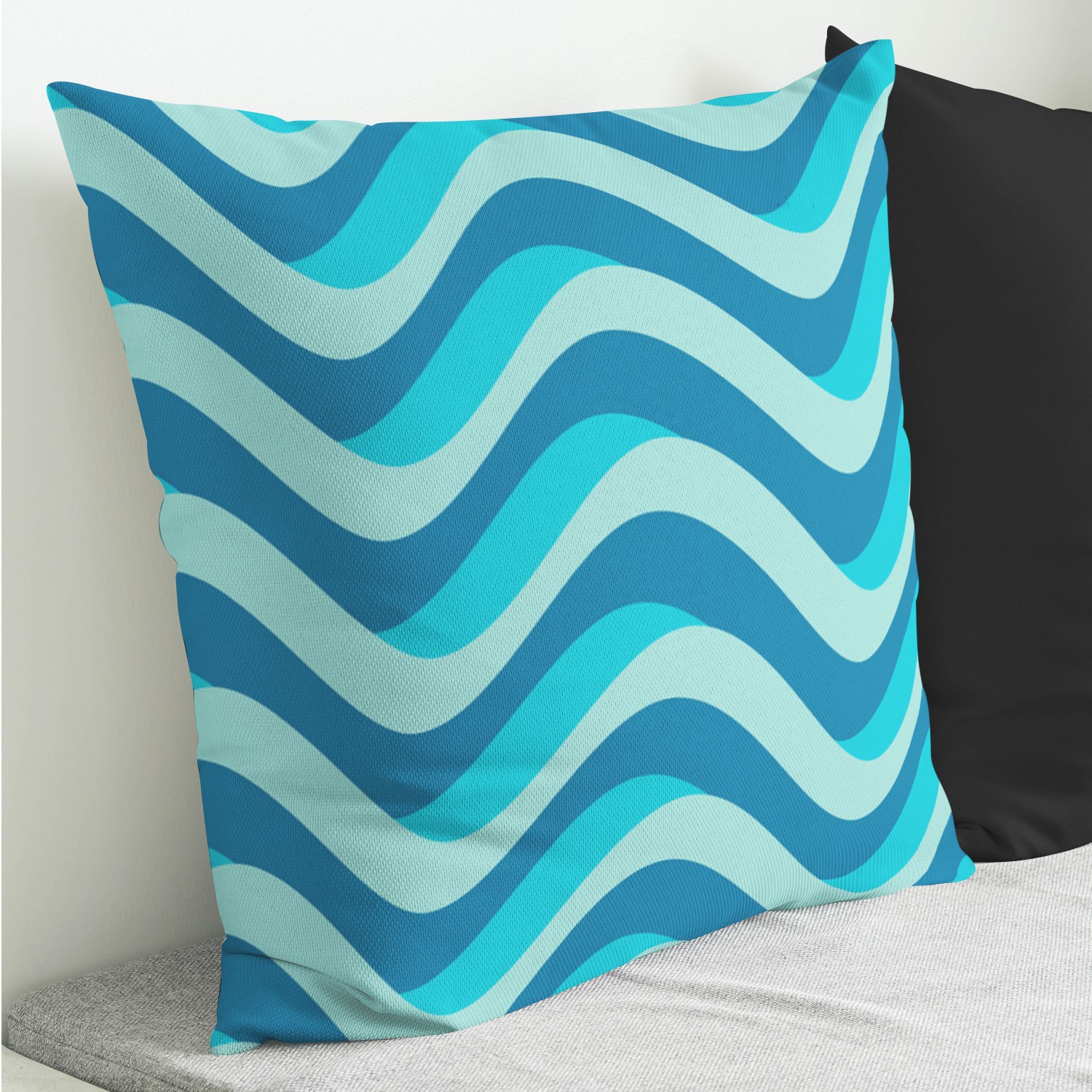 Red sofa with pillow and light lamp