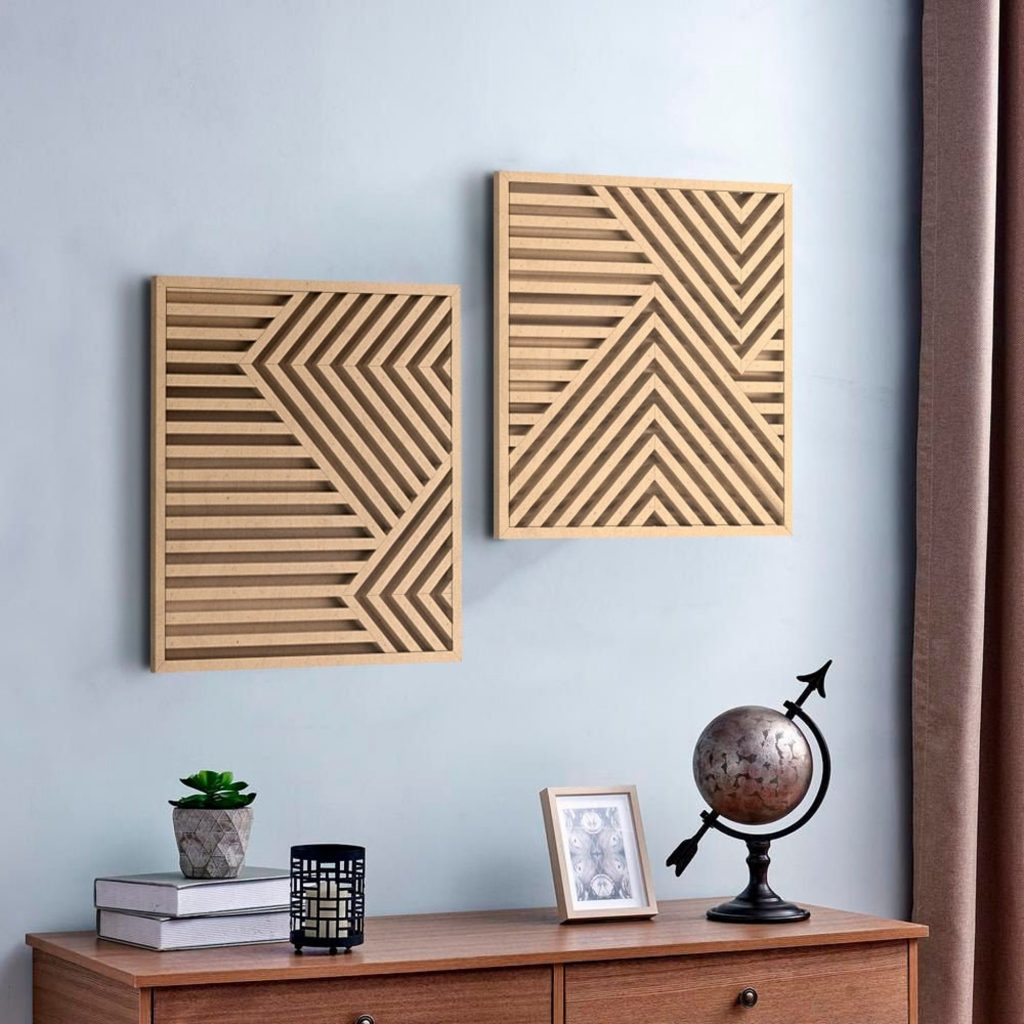 Wood Wall Art Set | Geometric Wooden wall art | Modern wall art | Minimalist Wall Art | Set of 2 | Living room decor |Large Wood Wall Panels