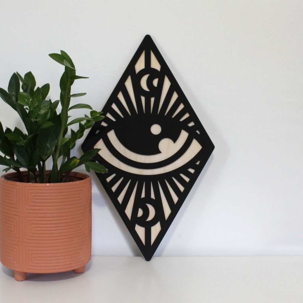 Eye & Moon Diamond Wall Sign | All Seeing Eye Wall Hanging