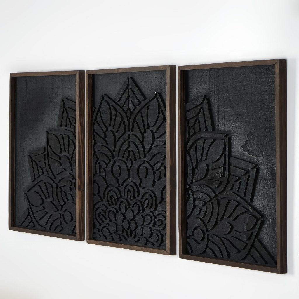 3 Set Wood Mandala Wall Art Set , Flowers Wooden Wall Art Set ,Mandala Wood Wall Art,Bedroom Wall Art,Wood Wall Panels,Hanging Headboard,