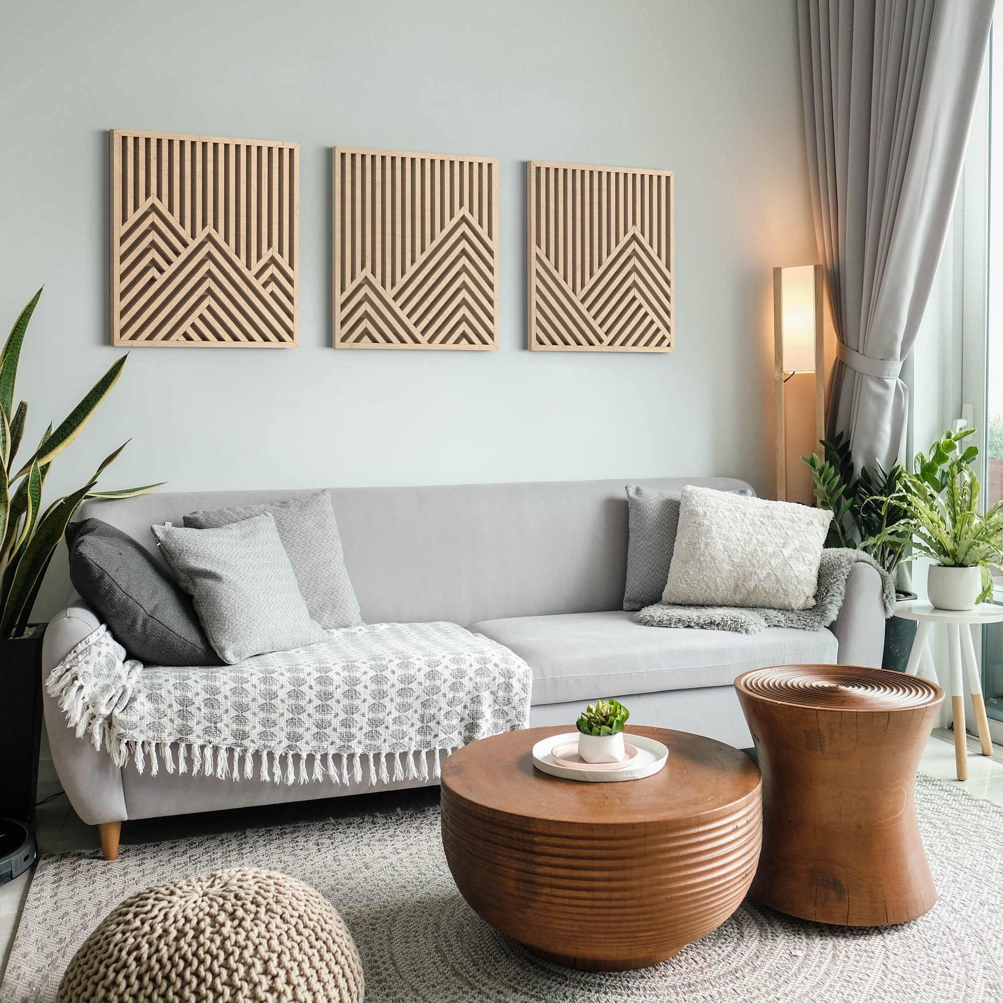Wood Mountains Wall Art | Geometric wood wall art | Modern Wood Wall Panels | Home decor | Minimalist Wall decor | Large wood wall art