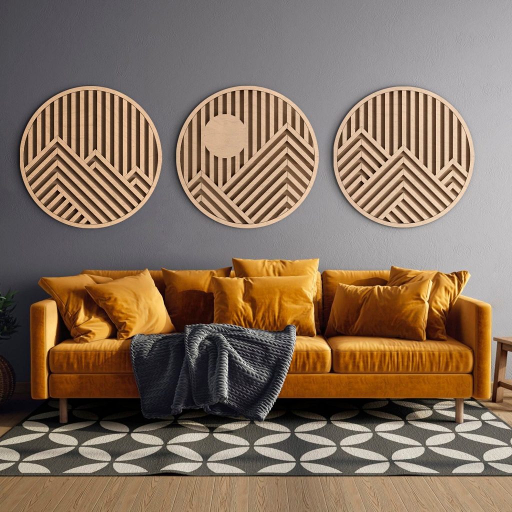 Mountains Wood Wall Art | Geometric Wood Wall Art | Modern wood wall art | Wood Wall Panels | Extra Large Wood Wall Panels