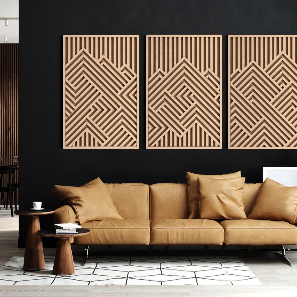 Mountains Wood Wall Art | Geometric Wood Wall Panels | Modern Wooden Wall Art | Wood wall decor | Large Wood Wall Art