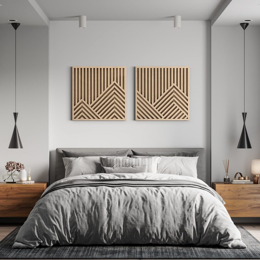 Geometric Wood Wall Art | Mountains wooden wall art | Wooden wall art | Wood wall decor | Extra large wall art | Home decor