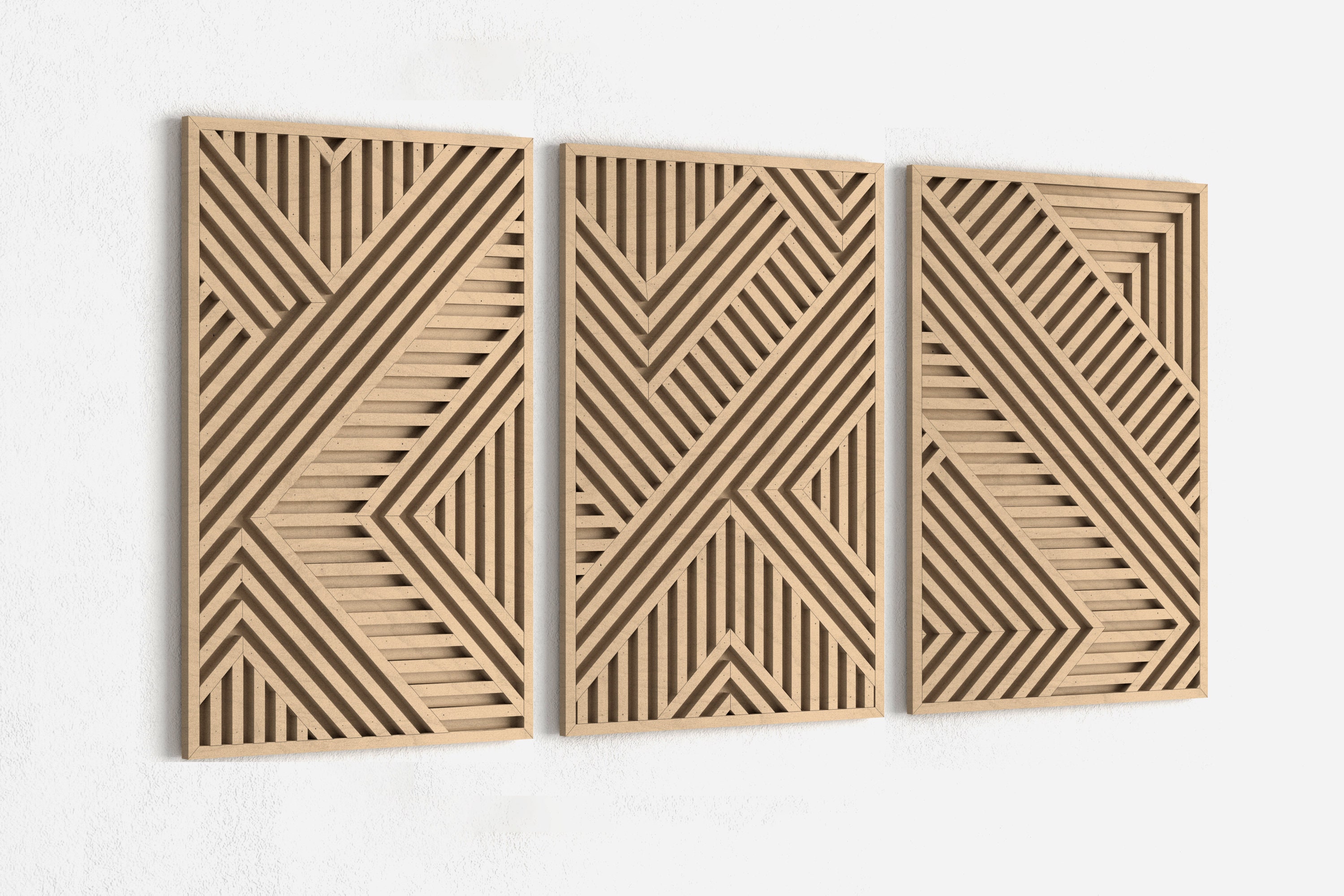 Picture of Geometric Wood Wall Art Set | Geometric decor | Modern Wood Wall Panels ...