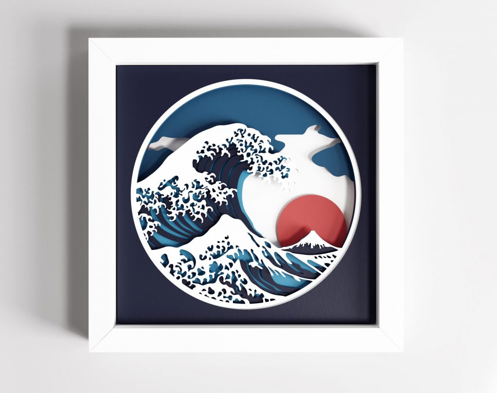 Ocean Shadow Box with 3D Wave Design