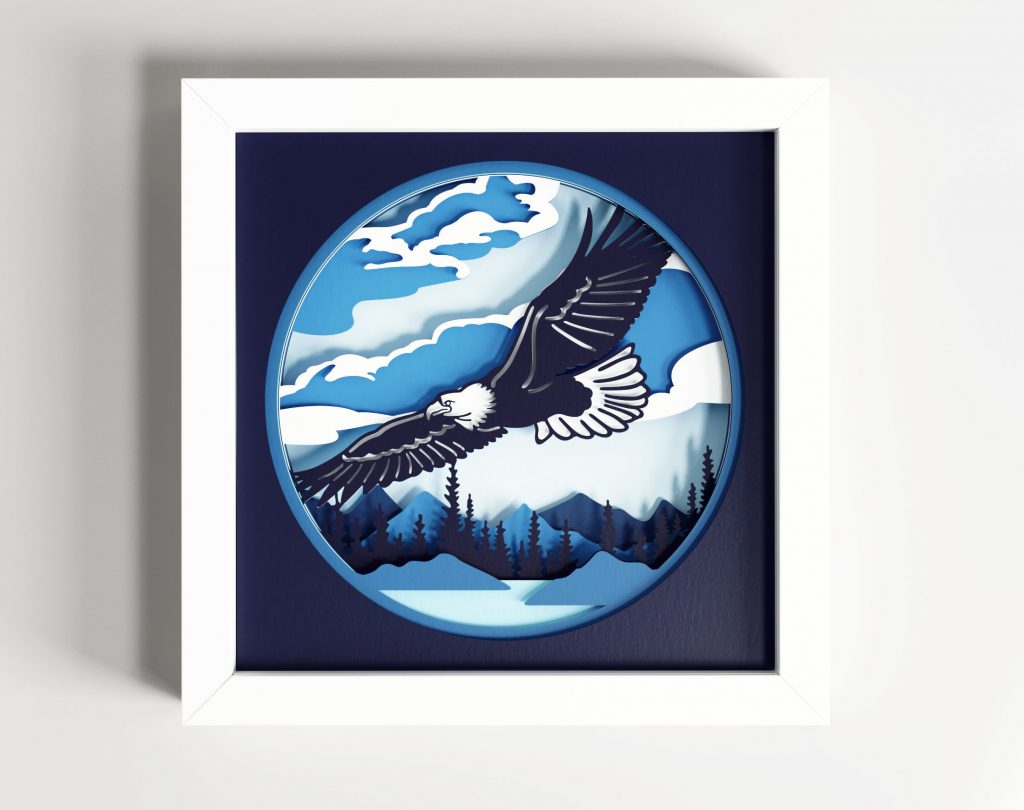 3D Eagle Shadow Box - Stunning Eagle Design