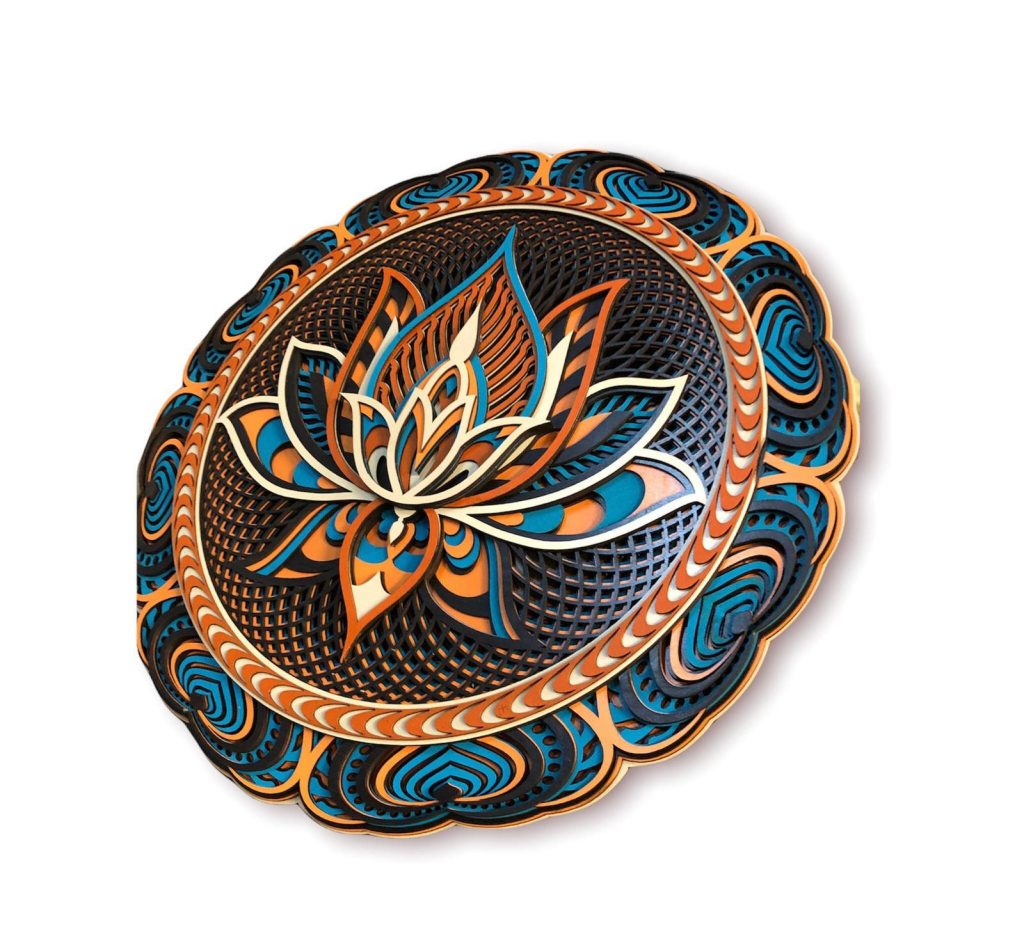 Boho Mandala Wall Art: Lotus Flower Wooden Decor for Yoga & Spiritual Spaces
